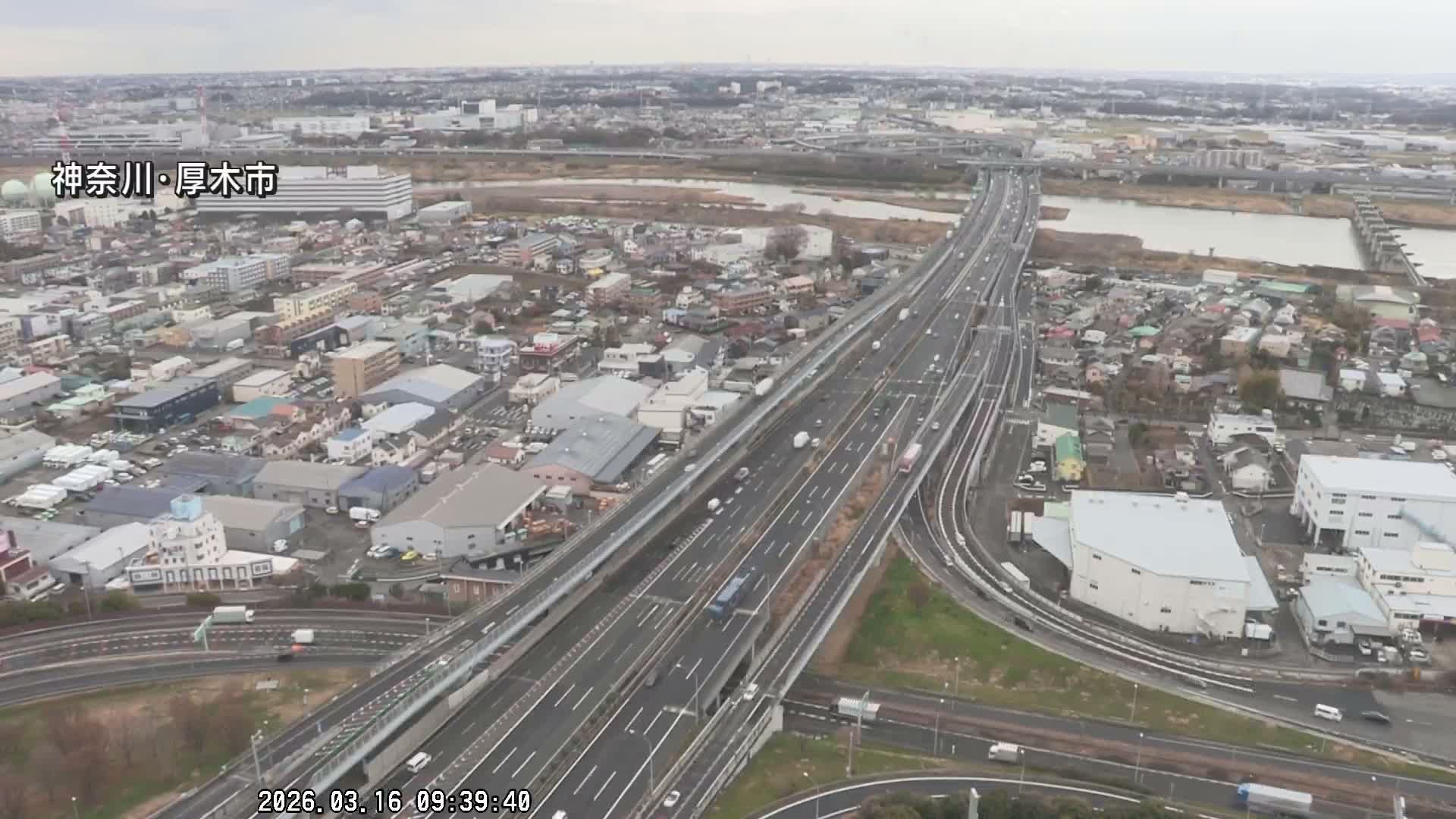 Kanagawa, Atsugi & Ebina City Skyline & Tomei Expressway Atsugi Interchange & Sagami River ( 神奈川・厚木・海老名シティスカイライン＆東名高速道路厚木IC ) Live Cam - Okata, Atsugi Shi, Kanagawa, Kantō, Honshu, Japan
