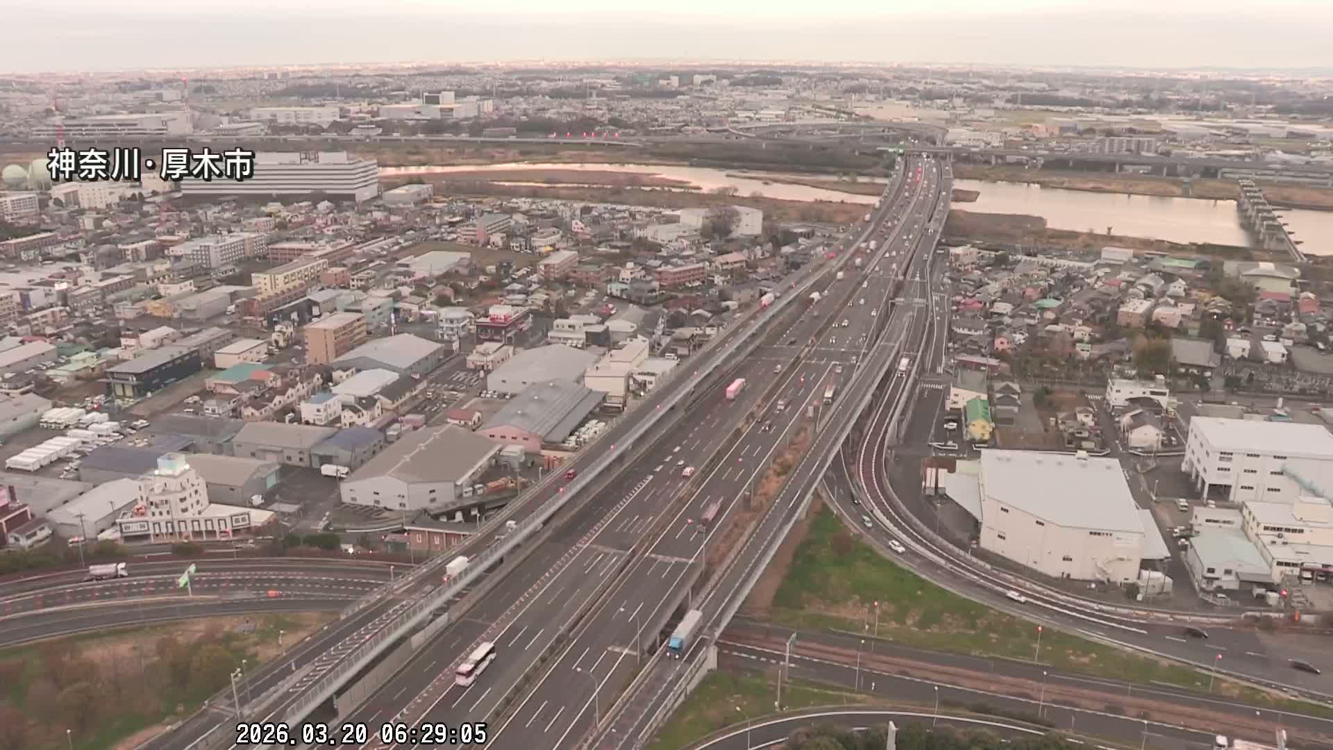 Kanagawa, Atsugi & Ebina City Skyline & Tomei Expressway Atsugi Interchange & Sagami River ( 神奈川・厚木・海老名シティスカイライン＆東名高速道路厚木IC ) Live Cam - Okata, Atsugi Shi, Kanagawa, Kantō, Honshu, Japan