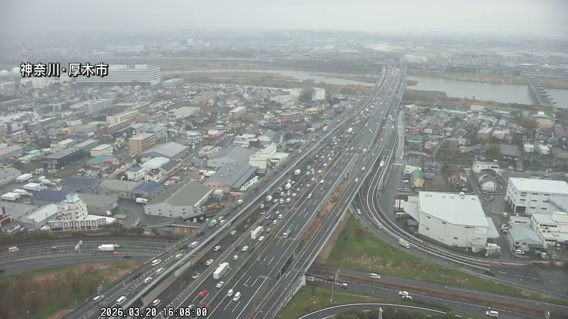 Kanagawa, Atsugi & Ebina City Skyline & Tomei Expressway Atsugi Interchange & Sagami River ( 神奈川・厚木・海老名シティスカイライン＆東名高速道路厚木IC ) Live Cam - Okata, Atsugi Shi, Kanagawa, Kantō, Honshu, Japan