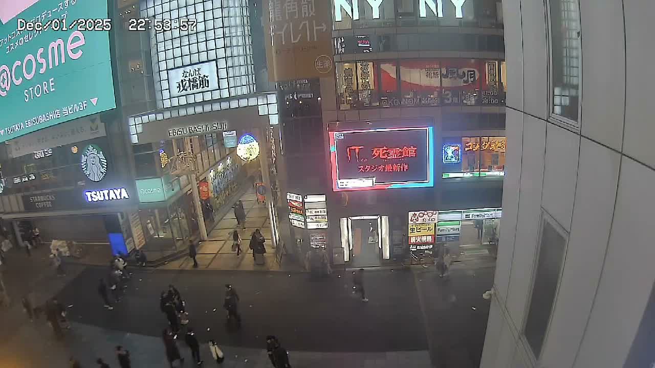 Osaka, Chuo Ward , Dotonbori, Ebisu Bashi - Suji Shopping Street Live Cam - 5-8 Chome,  Dotonbori, Chuo Ward ,Osaka, Kansai, Honshu, Japan