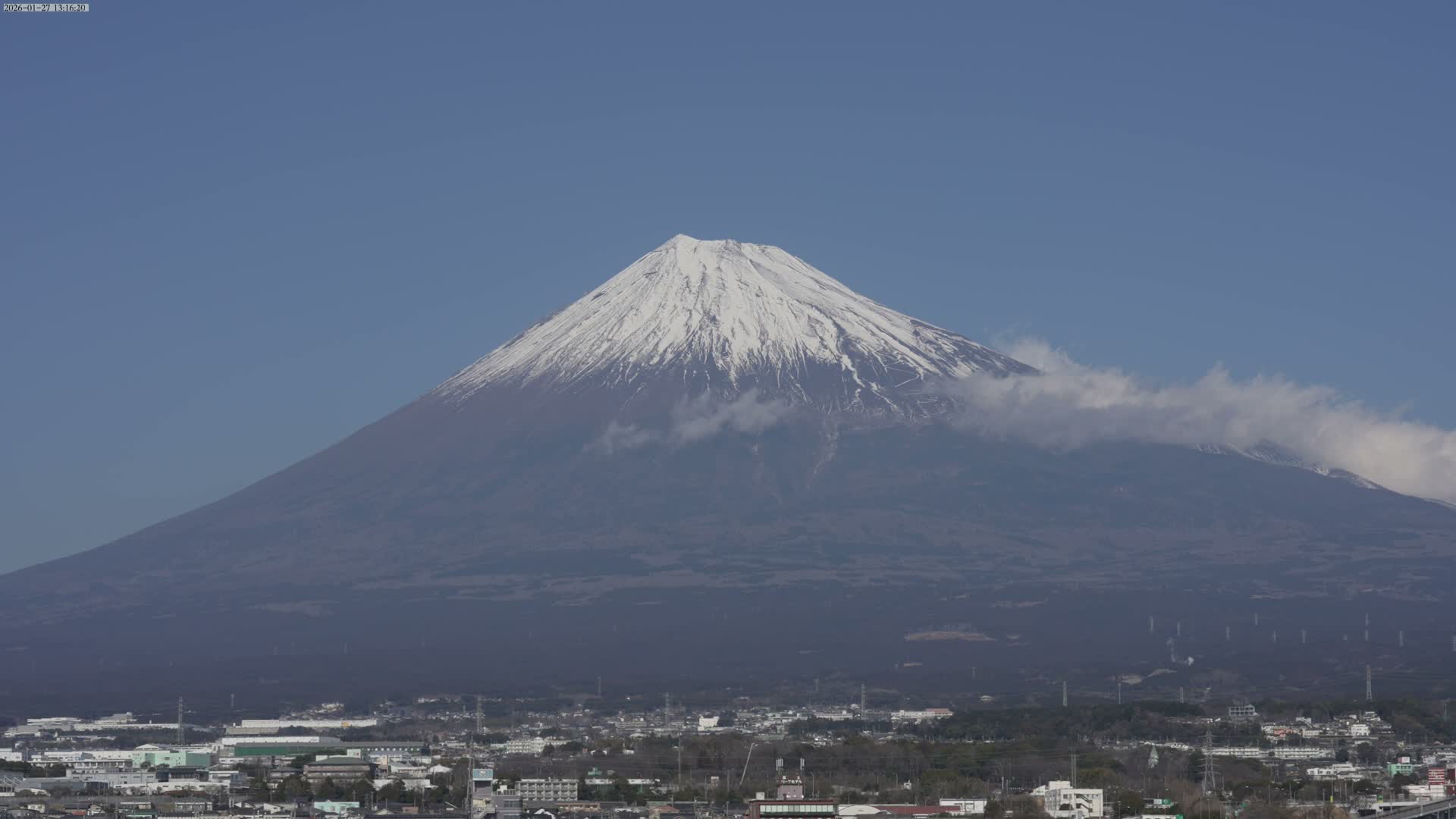 Mount Fuji &  Fujinomiya City ( 富士山と富士宮市 ) Live Cam - Kitayama, Fujinomiya, Shizuoka, Chūbu (Tōkai),  Honshu, Japan