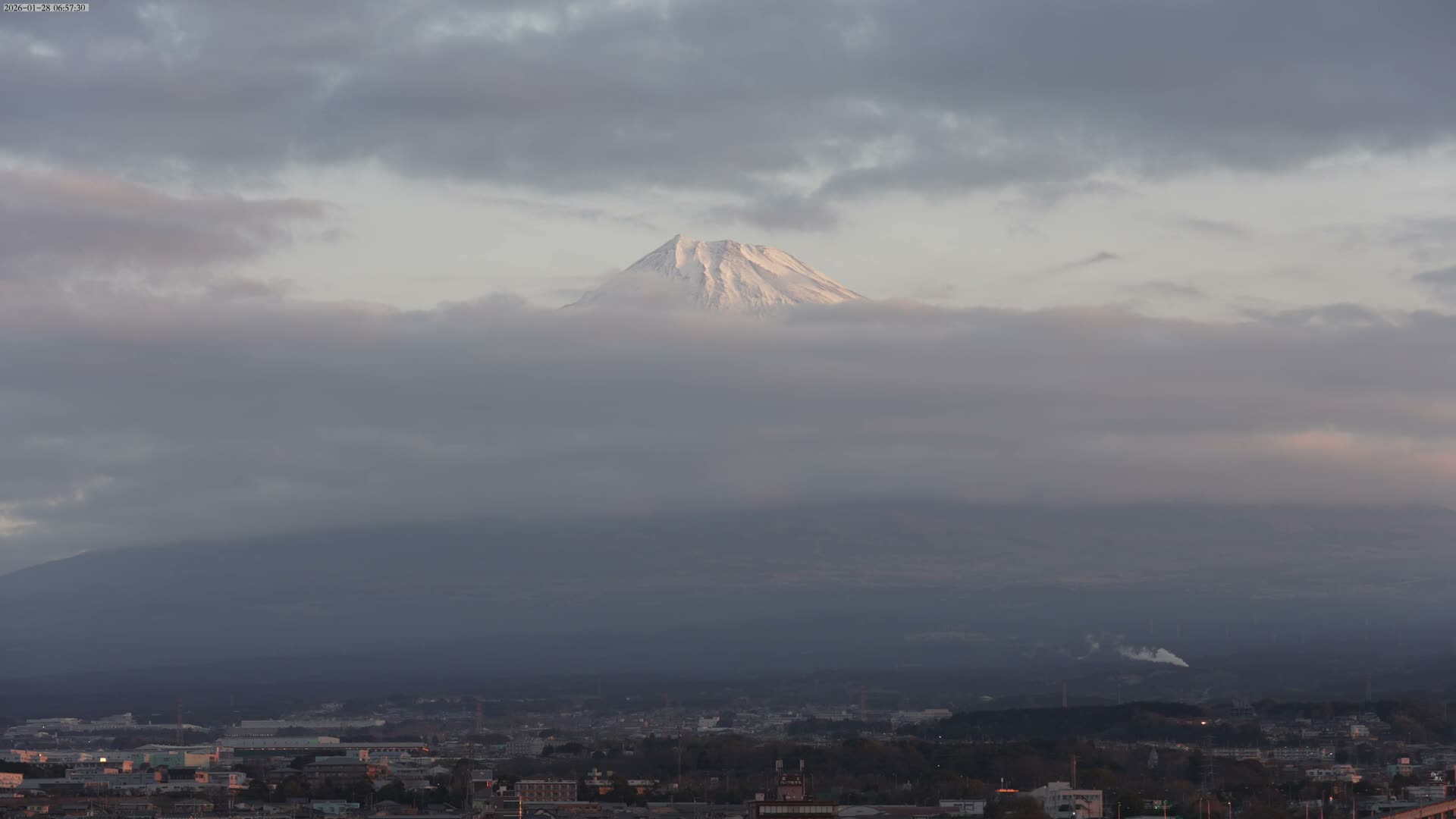 Mount Fuji &  Fujinomiya City ( 富士山と富士宮市 ) Live Cam - Kitayama, Fujinomiya, Shizuoka, Chūbu (Tōkai),  Honshu, Japan