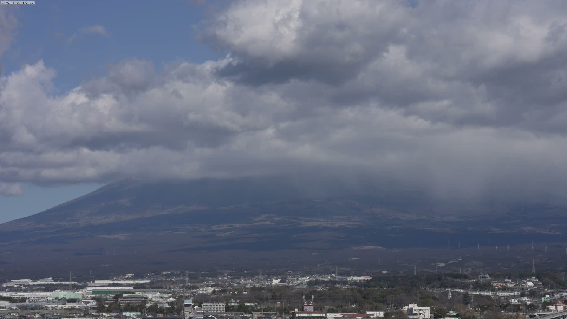 Mount Fuji &  Fujinomiya City ( 富士山と富士宮市 ) Live Cam - Kitayama, Fujinomiya, Shizuoka, Chūbu (Tōkai),  Honshu, Japan