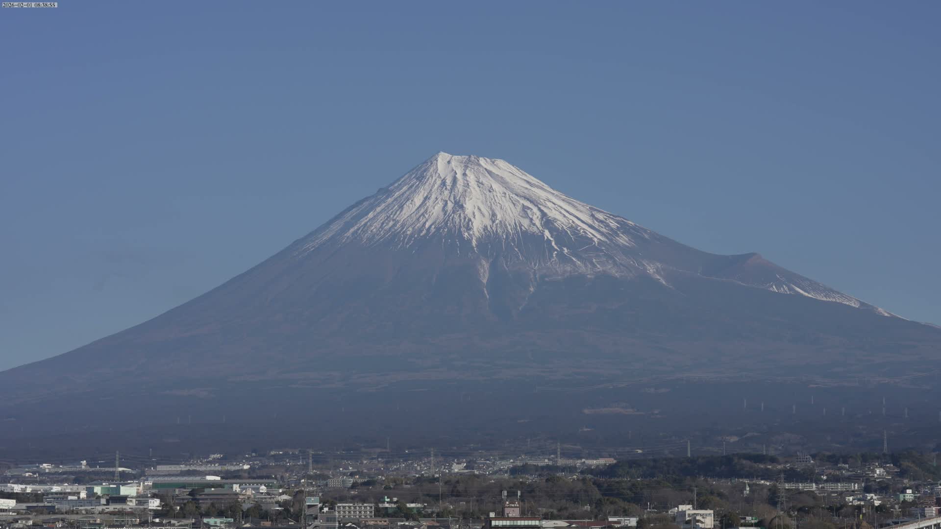 Mount Fuji &  Fujinomiya City ( 富士山と富士宮市 ) Live Cam - Kitayama, Fujinomiya, Shizuoka, Chūbu (Tōkai),  Honshu, Japan