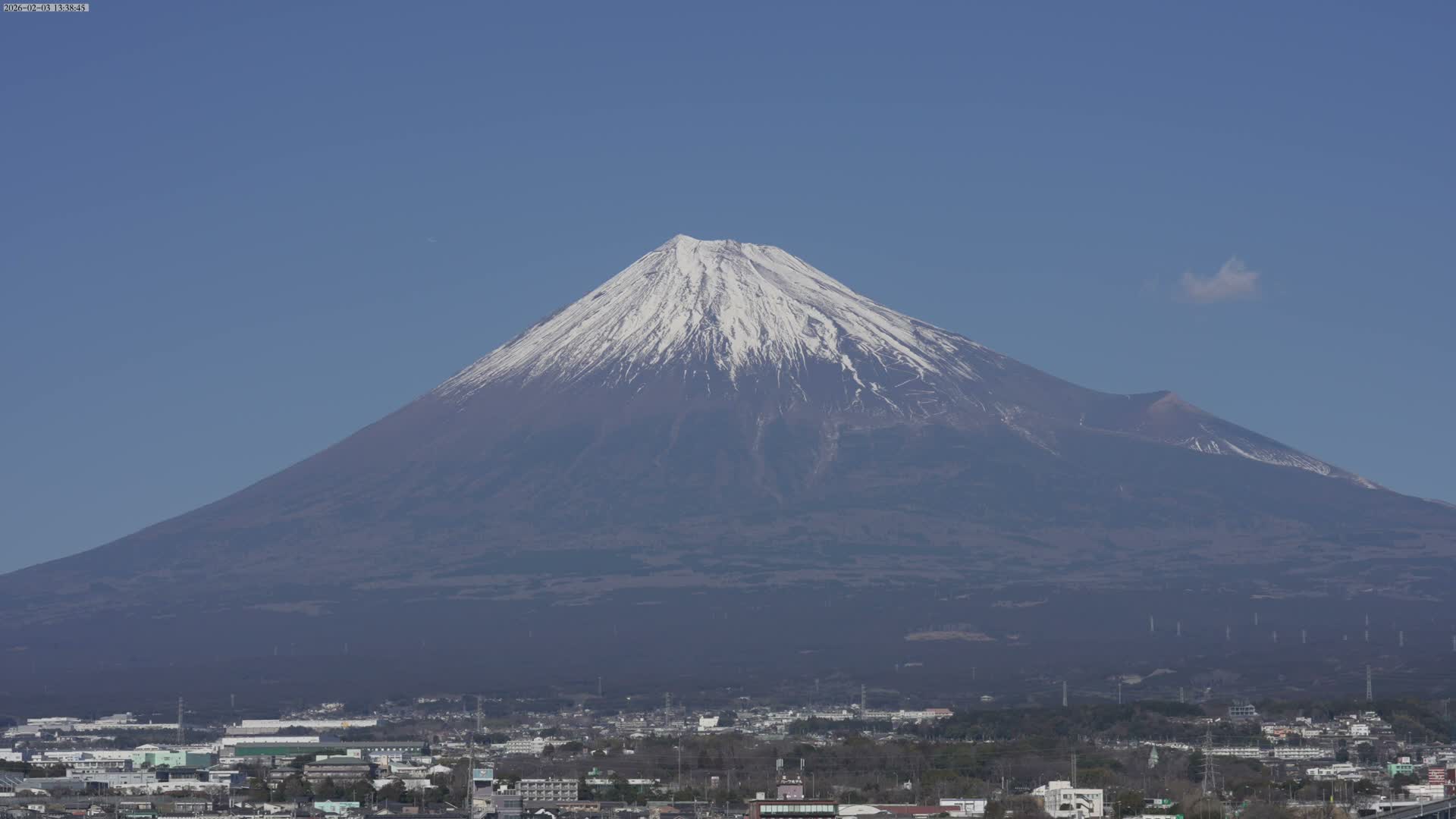 Mount Fuji &  Fujinomiya City ( 富士山と富士宮市 ) Live Cam - Kitayama, Fujinomiya, Shizuoka, Chūbu (Tōkai),  Honshu, Japan