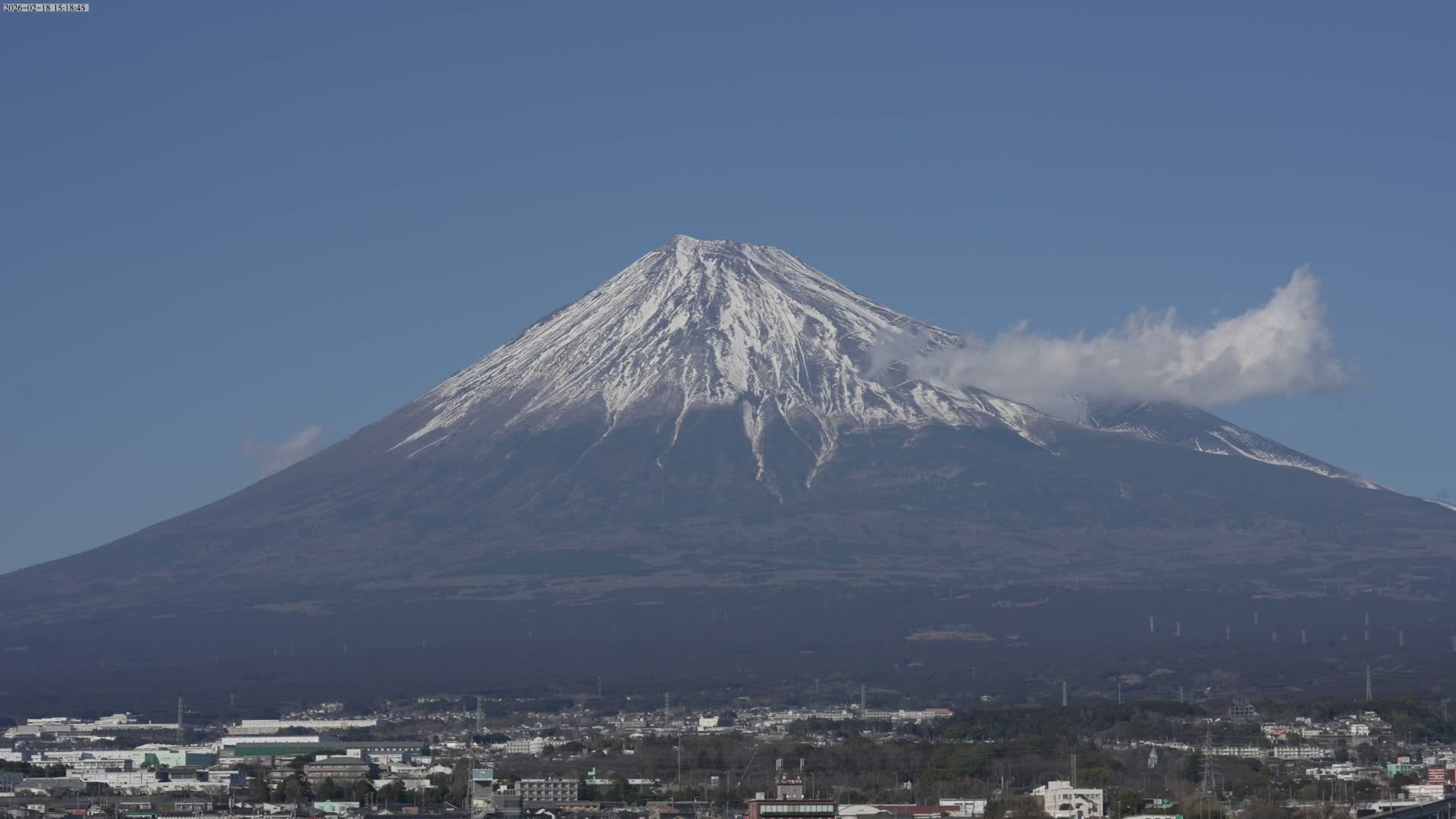 Mount Fuji &  Fujinomiya City ( 富士山と富士宮市 ) Live Cam - Kitayama, Fujinomiya, Shizuoka, Chūbu (Tōkai),  Honshu, Japan
