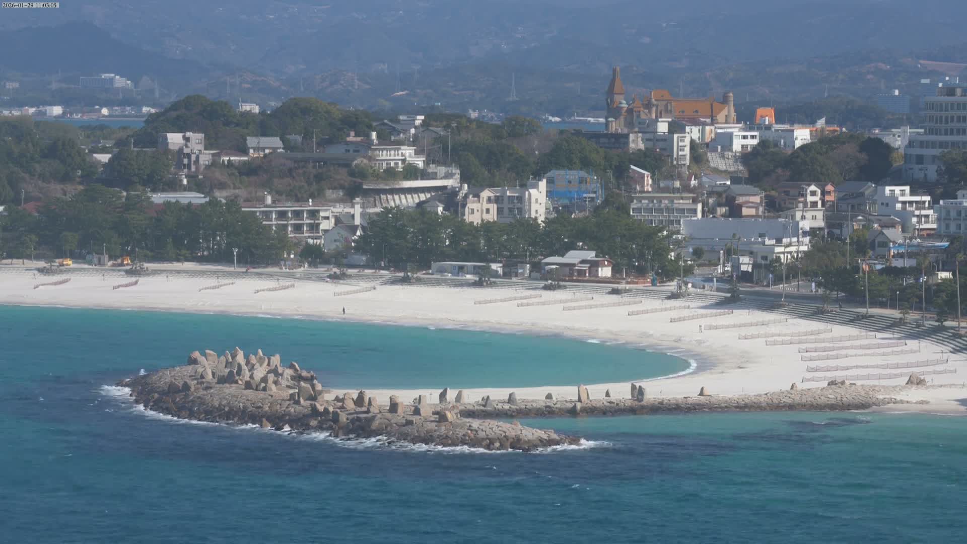 Wakayama, Shirahama Town & Beach ( 和歌山県白浜町とビーチ ) Skyline Live Cam - Shirahama, Nishimuro, Wakayama, Kansai, Honshu, Japan