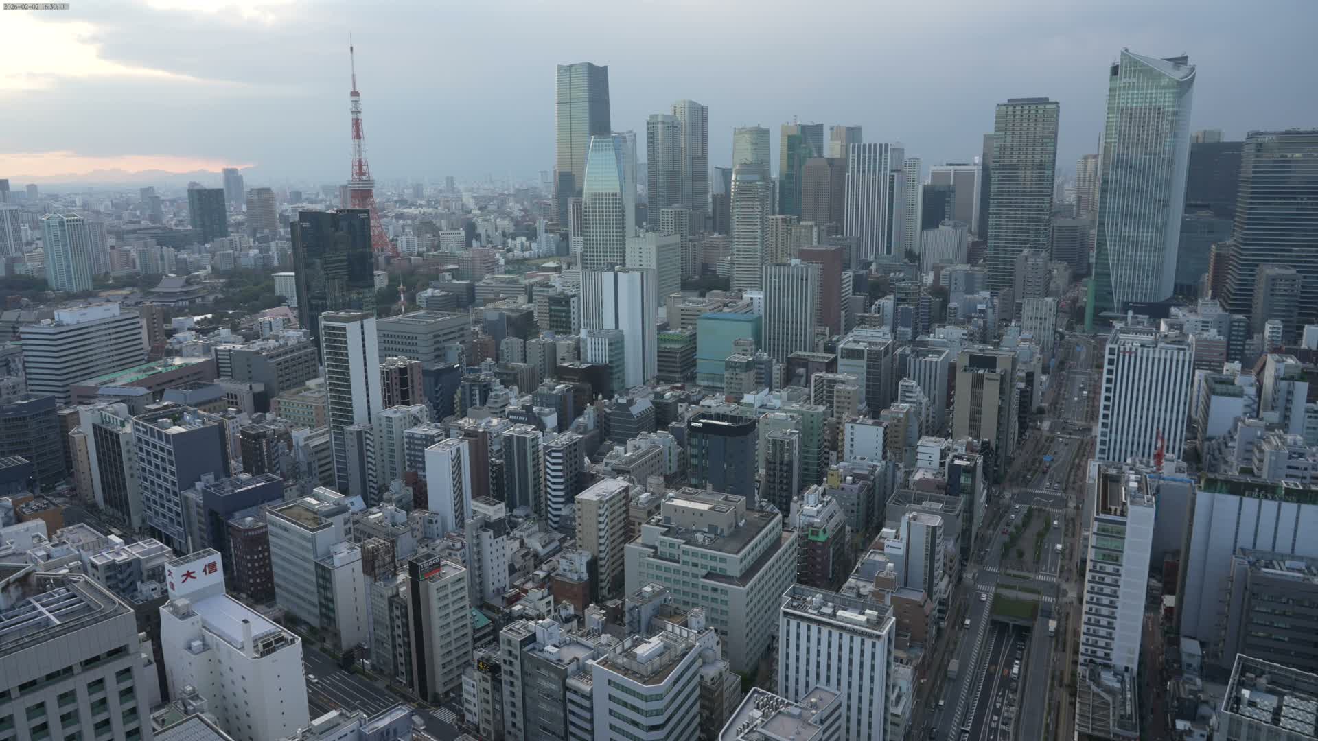 Tokyo West Skyline View from Shiodome Live Cam - Shiodome, Minato-ku, Tokyo, Kantō, Honshu, Japan