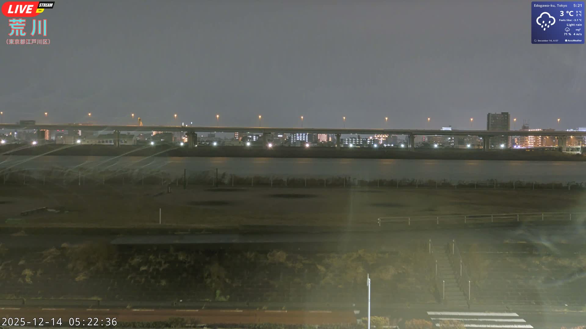Tokyo, Arakawa River,  Komatsugawabashi Joryu Baseball Fields & Edogawa Discrict ( 東京、荒川、小松川橋女流野球場、江戸川区 ) Live Cam - 1 Chome, Hirai, Edogawa Ku, Tokyo, Kantō, Honshu, Japan