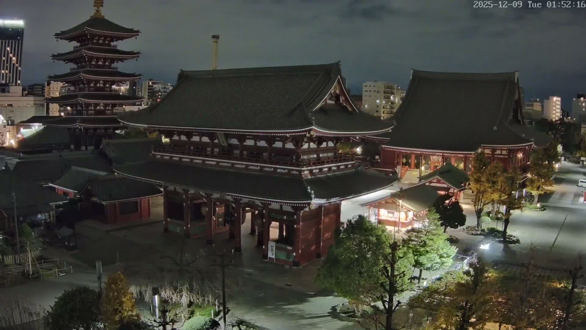 Tokyo, Sensoji Temple from Hozomon Gate Live Cam - 2 Chome, Asakusa, Taito-ku, Tokyo, Kantō, Honshu, Japan