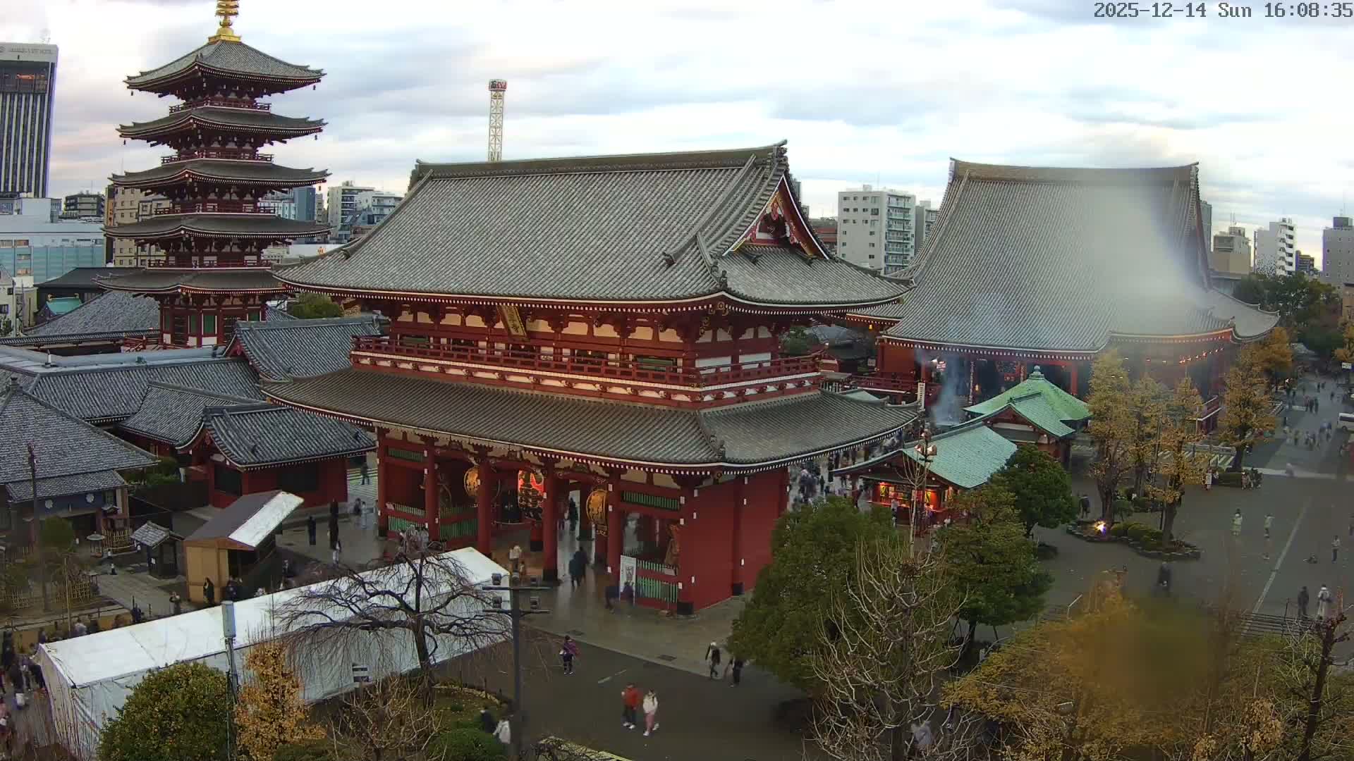 Tokyo, Sensoji Temple from Hozomon Gate Live Cam - 2 Chome, Asakusa, Taito-ku, Tokyo, Kantō, Honshu, Japan