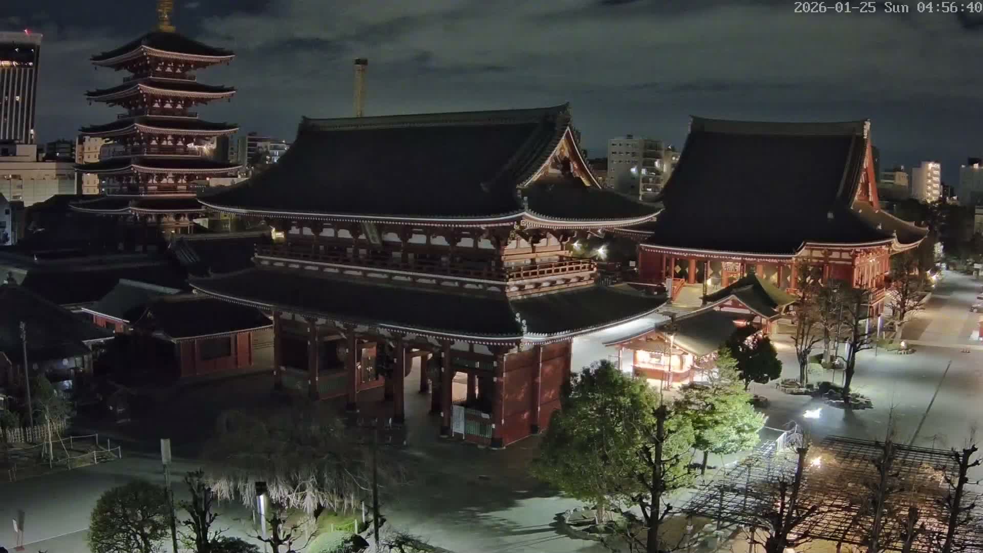 Tokyo, Sensoji Temple from Hozomon Gate Live Cam - 2 Chome, Asakusa, Taito-ku, Tokyo, Kantō, Honshu, Japan
