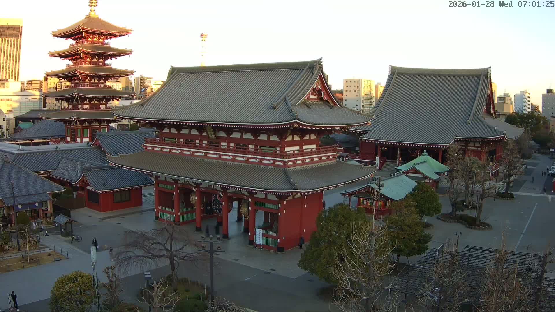 Tokyo, Sensoji Temple from Hozomon Gate Live Cam - 2 Chome, Asakusa, Taito-ku, Tokyo, Kantō, Honshu, Japan
