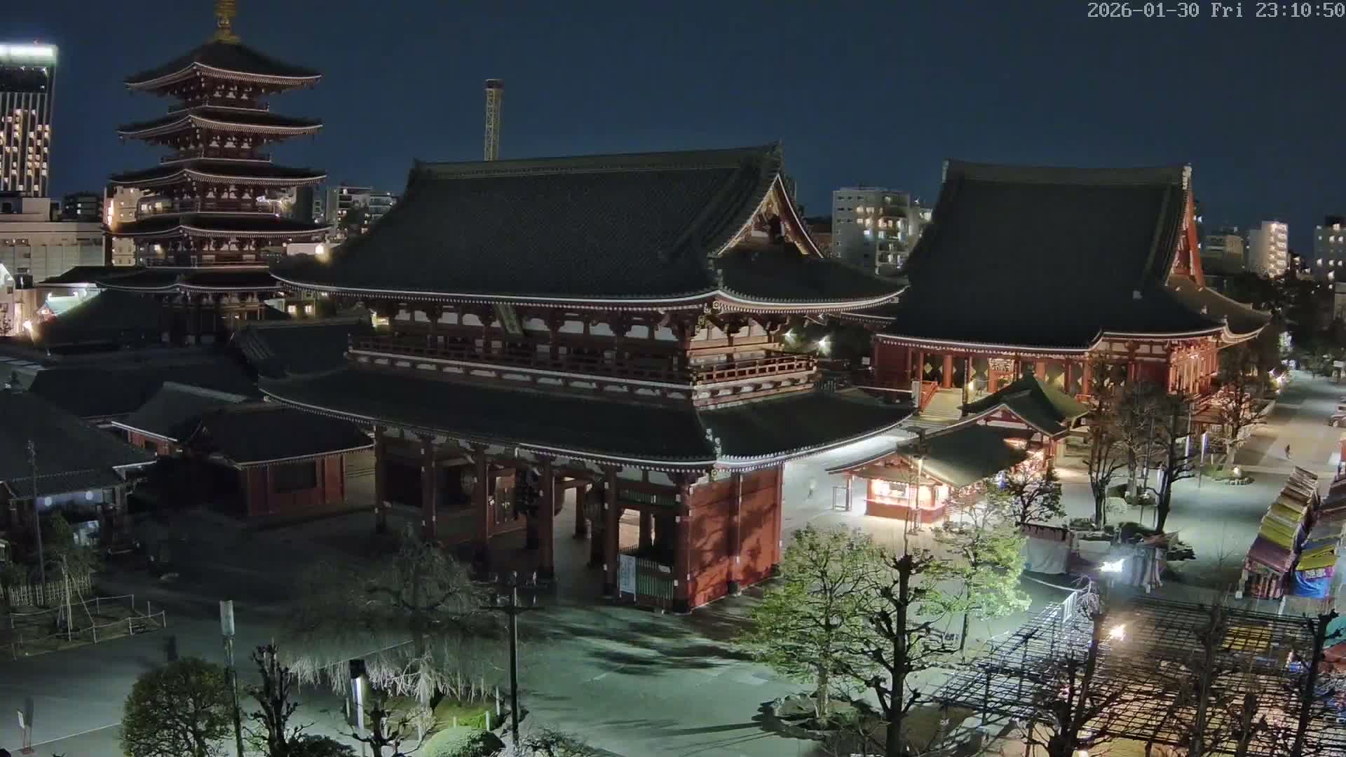 Tokyo, Sensoji Temple from Hozomon Gate Live Cam - 2 Chome, Asakusa, Taito-ku, Tokyo, Kantō, Honshu, Japan