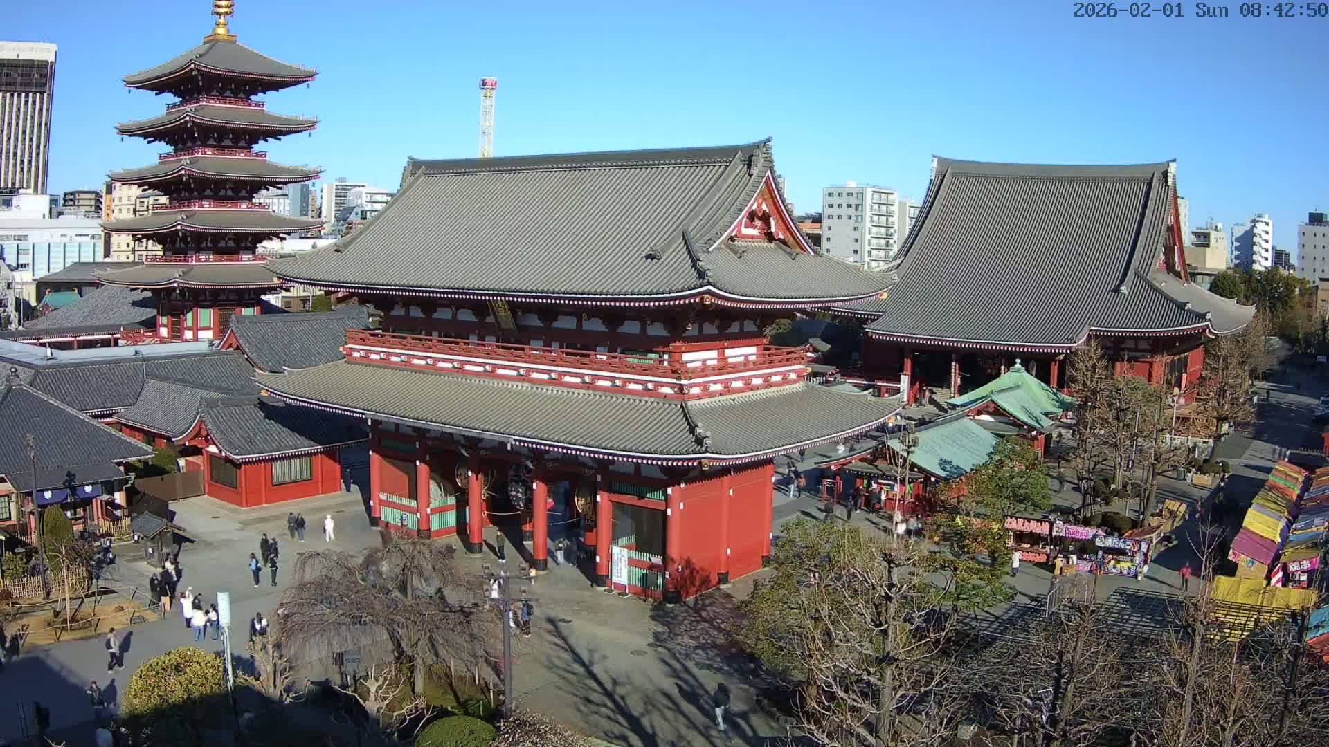 Tokyo, Sensoji Temple from Hozomon Gate Live Cam - 2 Chome, Asakusa, Taito-ku, Tokyo, Kantō, Honshu, Japan