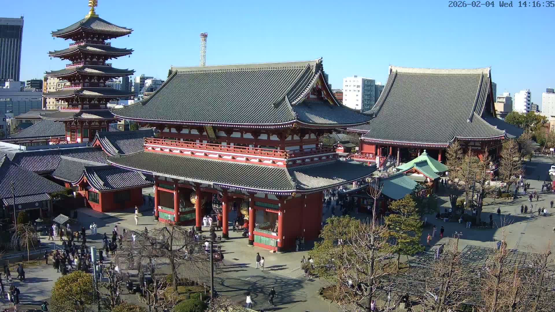 Tokyo, Sensoji Temple from Hozomon Gate Live Cam - 2 Chome, Asakusa, Taito-ku, Tokyo, Kantō, Honshu, Japan