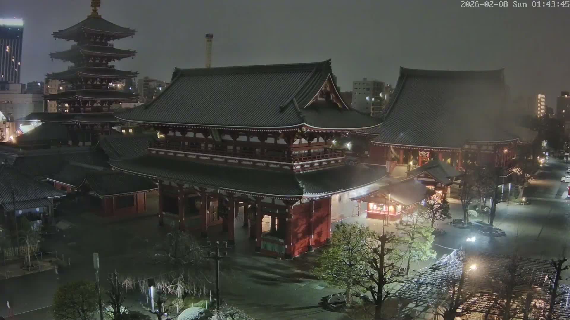 Tokyo, Sensoji Temple from Hozomon Gate Live Cam - 2 Chome, Asakusa, Taito-ku, Tokyo, Kantō, Honshu, Japan