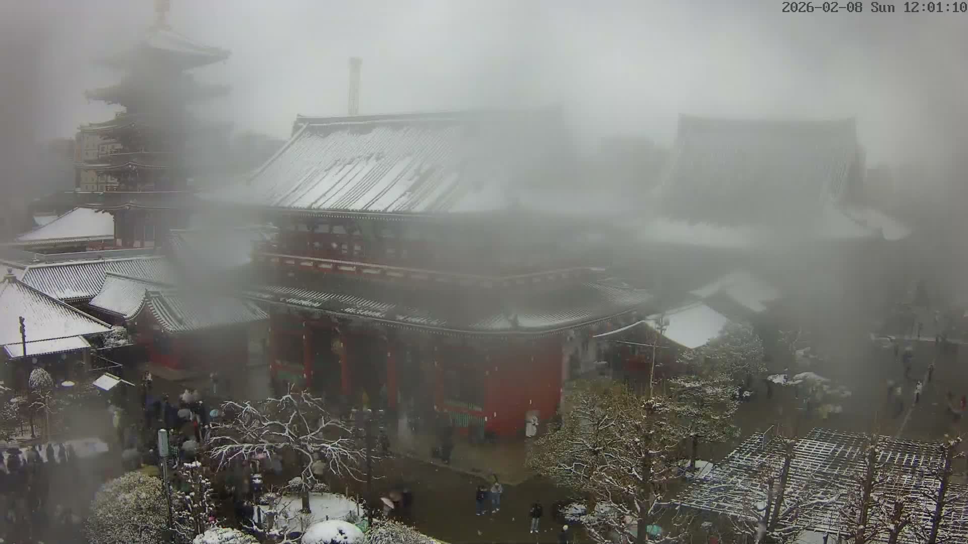 Tokyo, Sensoji Temple from Hozomon Gate Live Cam - 2 Chome, Asakusa, Taito-ku, Tokyo, Kantō, Honshu, Japan