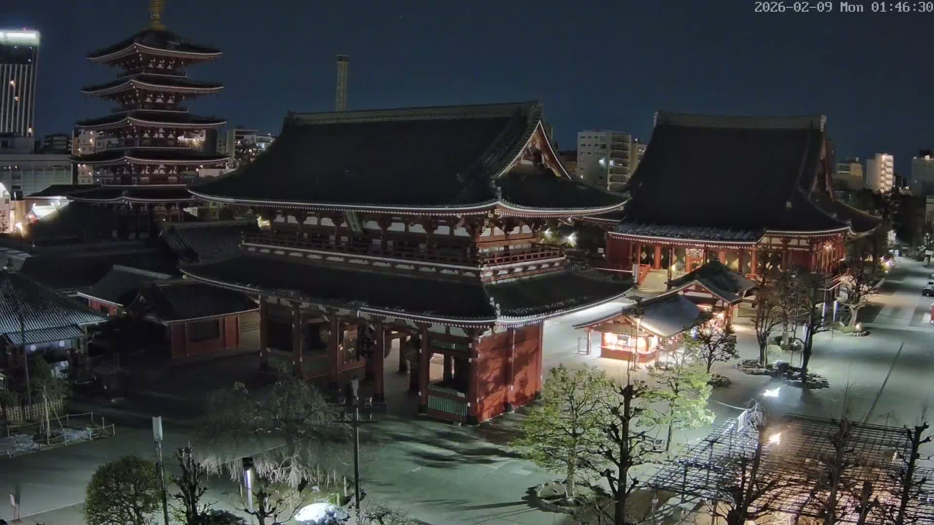 Tokyo, Sensoji Temple from Hozomon Gate Live Cam - 2 Chome, Asakusa, Taito-ku, Tokyo, Kantō, Honshu, Japan