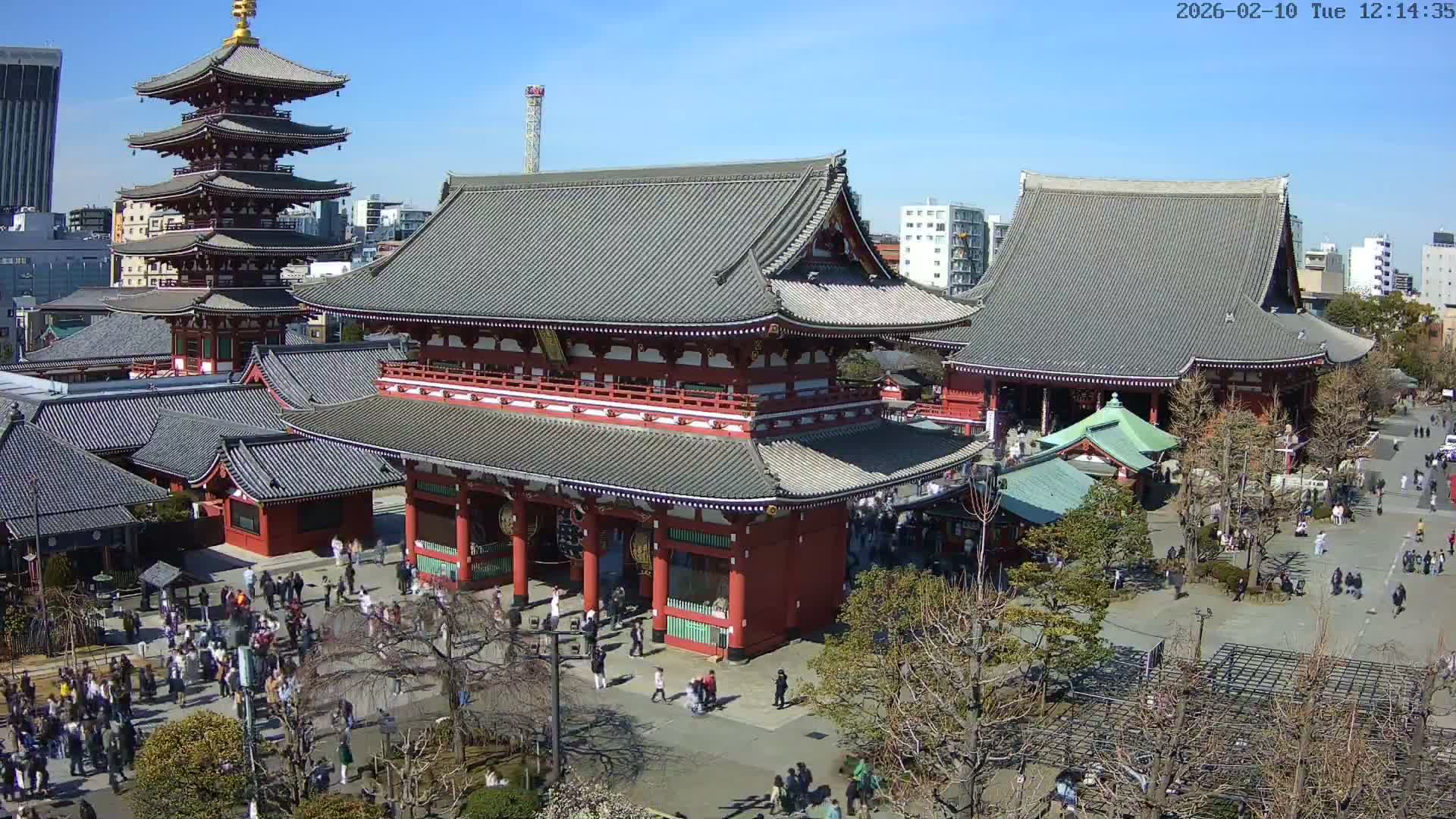 Tokyo, Sensoji Temple from Hozomon Gate Live Cam - 2 Chome, Asakusa, Taito-ku, Tokyo, Kantō, Honshu, Japan