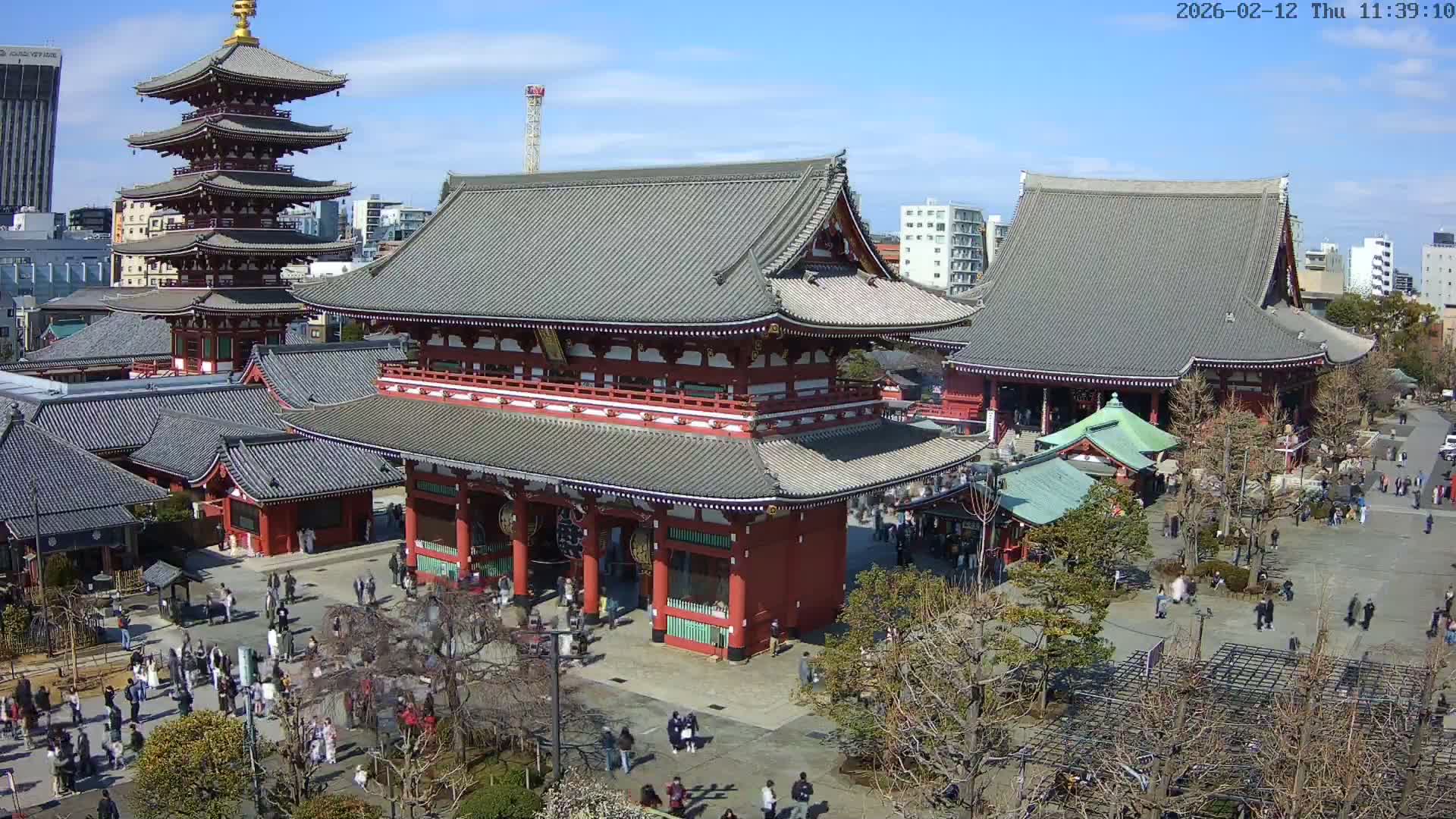Tokyo, Sensoji Temple from Hozomon Gate Live Cam - 2 Chome, Asakusa, Taito-ku, Tokyo, Kantō, Honshu, Japan