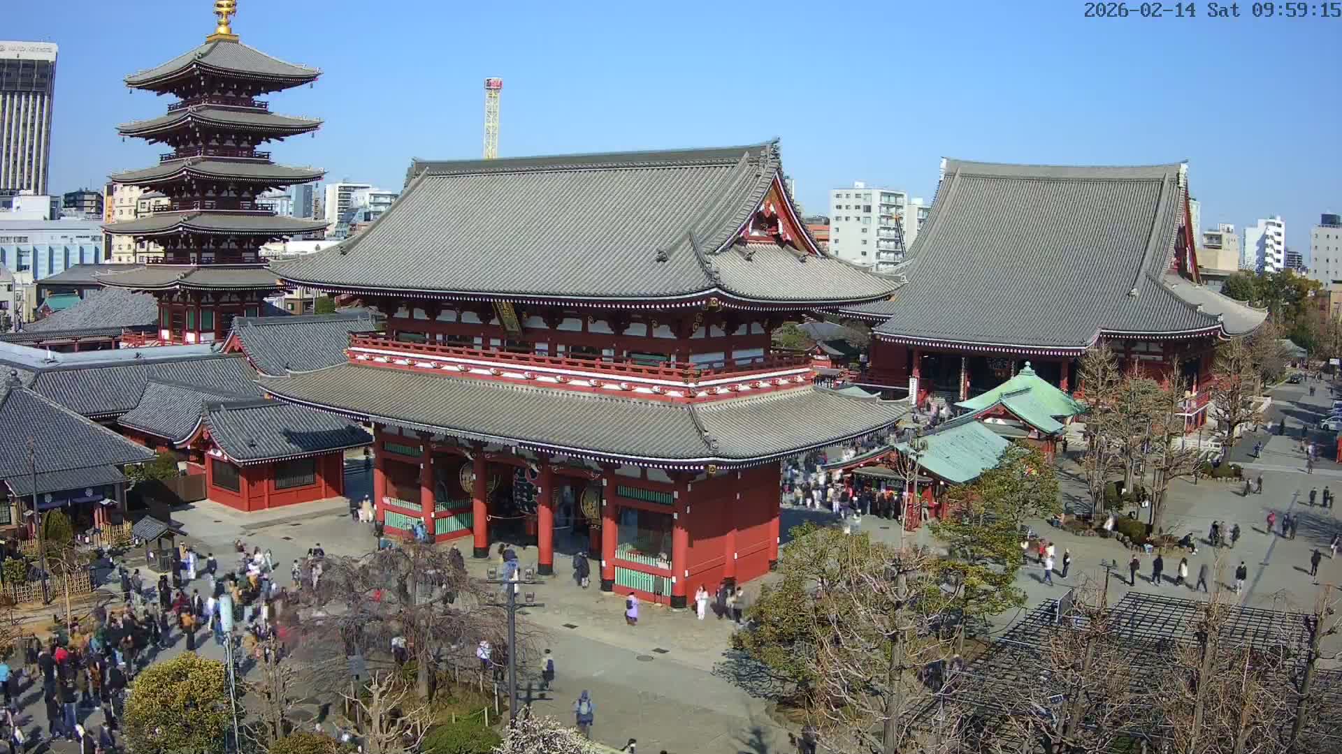 Tokyo, Sensoji Temple from Hozomon Gate Live Cam - 2 Chome, Asakusa, Taito-ku, Tokyo, Kantō, Honshu, Japan