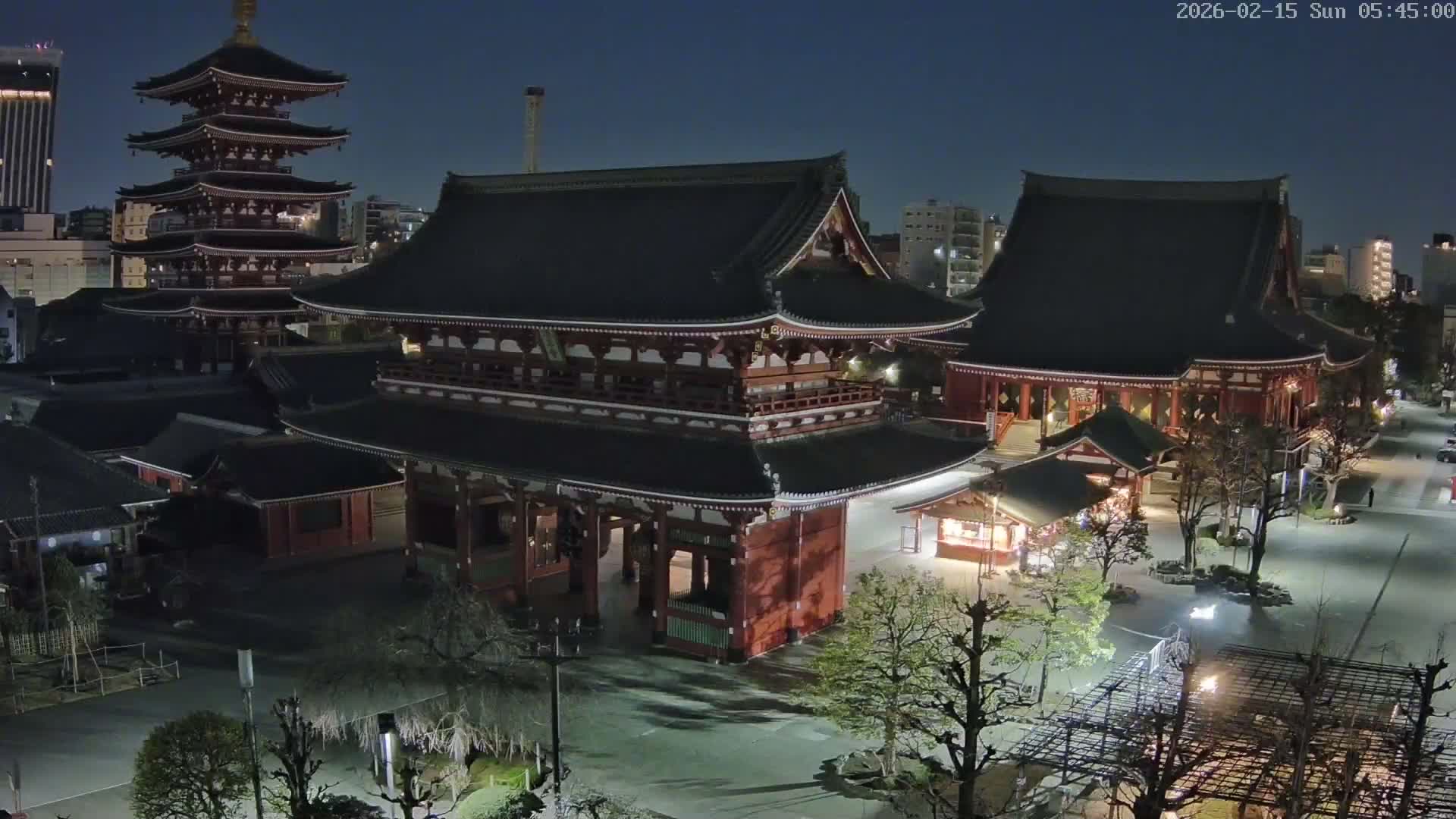 Tokyo, Sensoji Temple from Hozomon Gate Live Cam - 2 Chome, Asakusa, Taito-ku, Tokyo, Kantō, Honshu, Japan