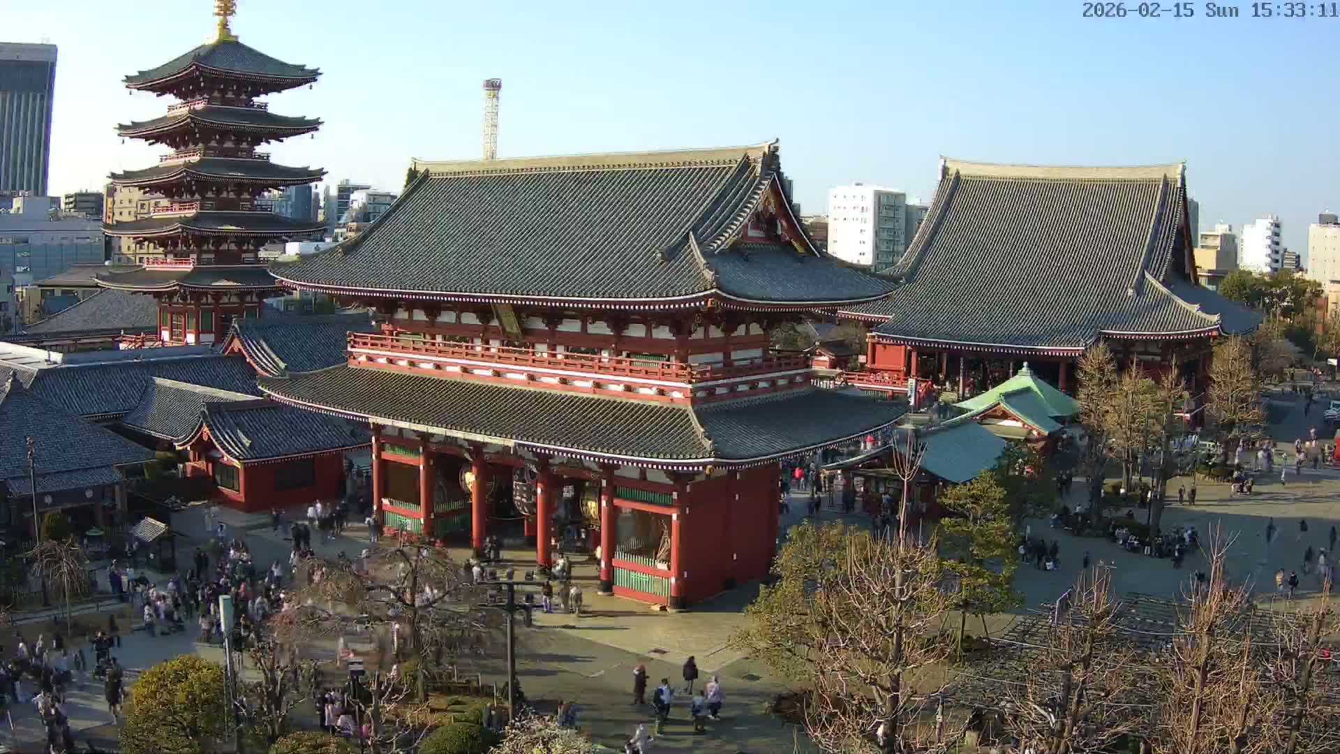Tokyo, Sensoji Temple from Hozomon Gate Live Cam - 2 Chome, Asakusa, Taito-ku, Tokyo, Kantō, Honshu, Japan