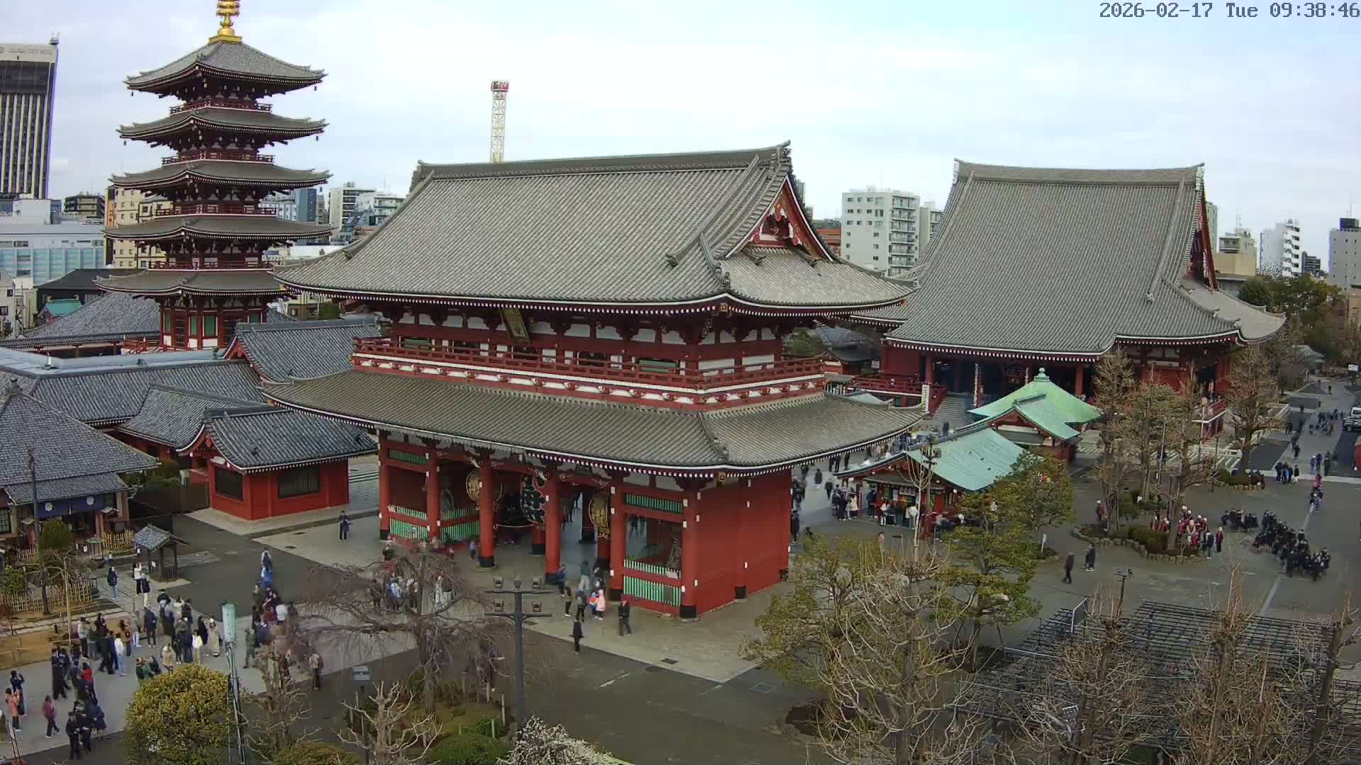 Tokyo, Sensoji Temple from Hozomon Gate Live Cam - 2 Chome, Asakusa, Taito-ku, Tokyo, Kantō, Honshu, Japan