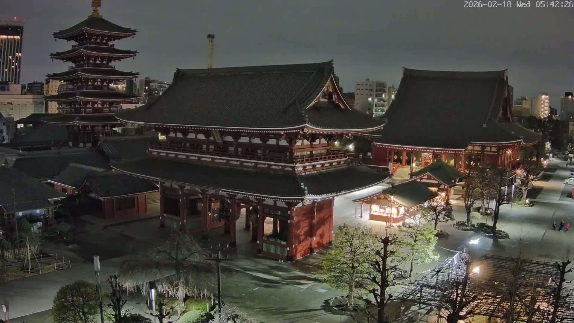 Tokyo, Sensoji Temple from Hozomon Gate Live Cam - 2 Chome, Asakusa, Taito-ku, Tokyo, Kantō, Honshu, Japan