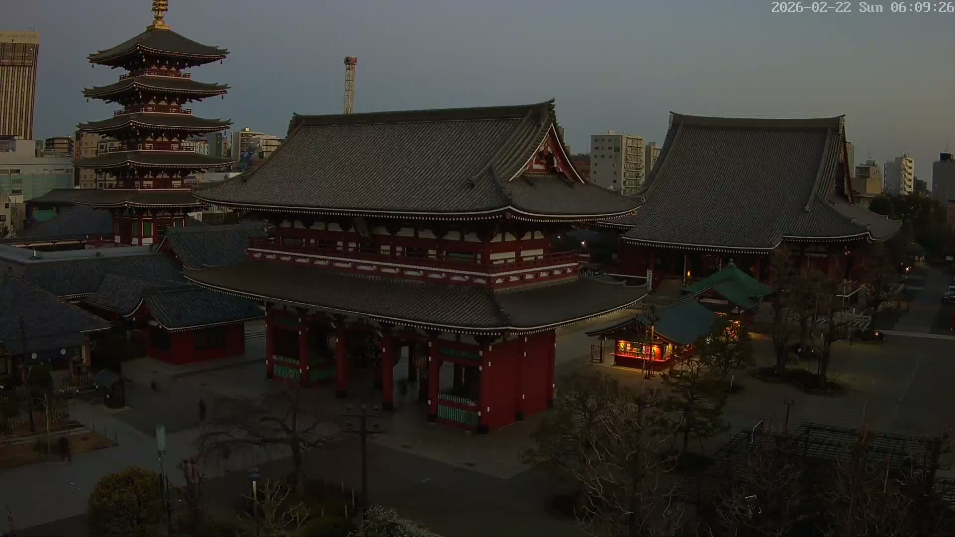 Tokyo, Sensoji Temple from Hozomon Gate Live Cam - 2 Chome, Asakusa, Taito-ku, Tokyo, Kantō, Honshu, Japan