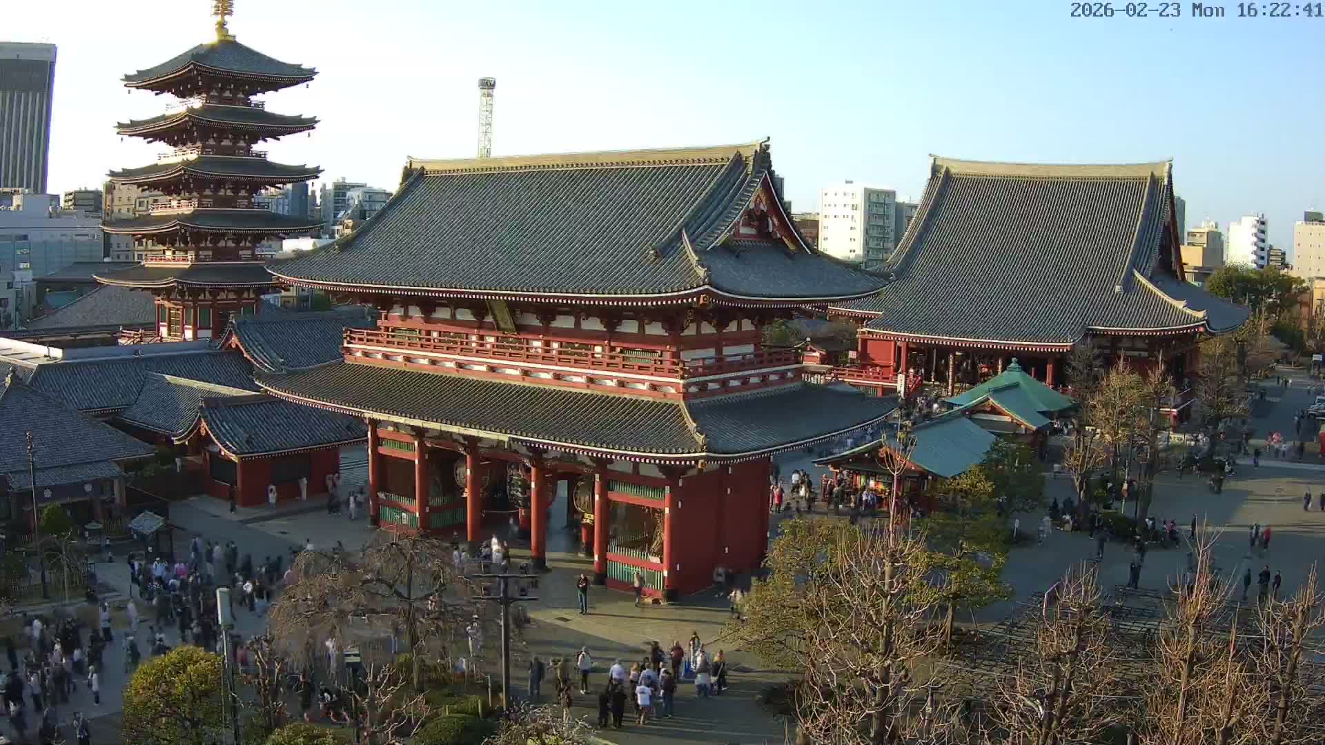 Tokyo, Sensoji Temple from Hozomon Gate Live Cam - 2 Chome, Asakusa, Taito-ku, Tokyo, Kantō, Honshu, Japan