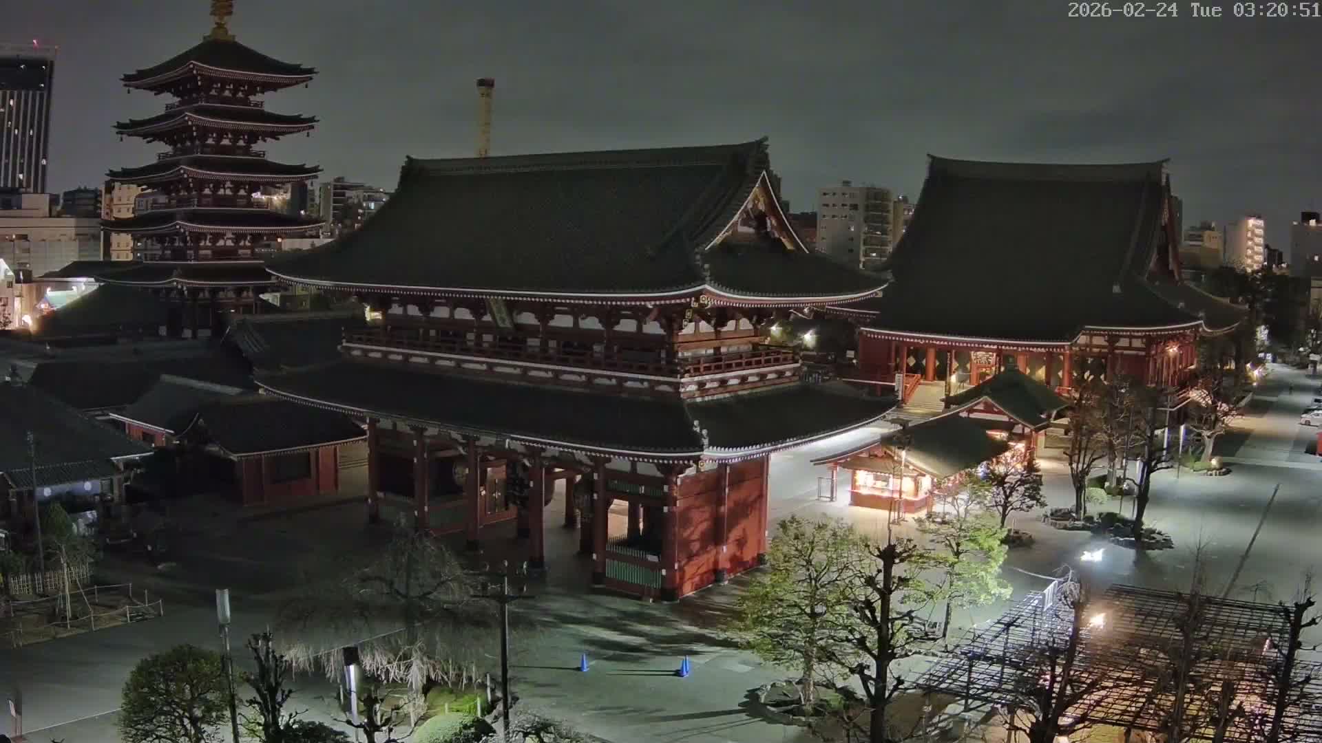 Tokyo, Sensoji Temple from Hozomon Gate Live Cam - 2 Chome, Asakusa, Taito-ku, Tokyo, Kantō, Honshu, Japan
