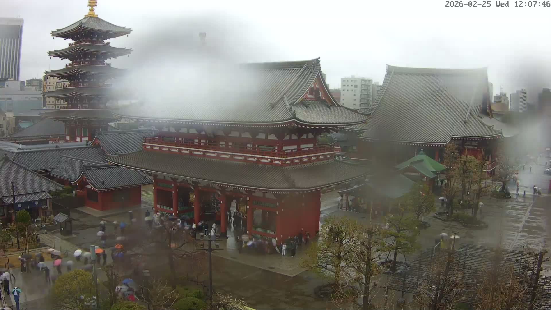 Tokyo, Sensoji Temple from Hozomon Gate Live Cam - 2 Chome, Asakusa, Taito-ku, Tokyo, Kantō, Honshu, Japan