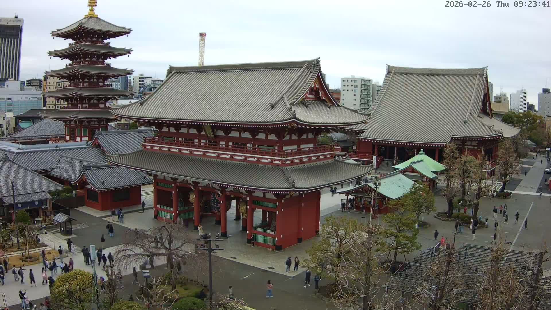 Tokyo, Sensoji Temple from Hozomon Gate Live Cam - 2 Chome, Asakusa, Taito-ku, Tokyo, Kantō, Honshu, Japan