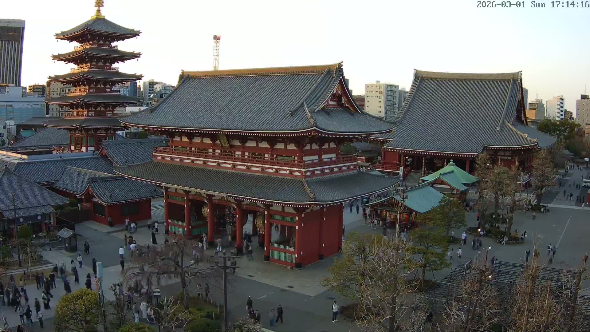 Tokyo, Sensoji Temple from Hozomon Gate Live Cam - 2 Chome, Asakusa, Taito-ku, Tokyo, Kantō, Honshu, Japan