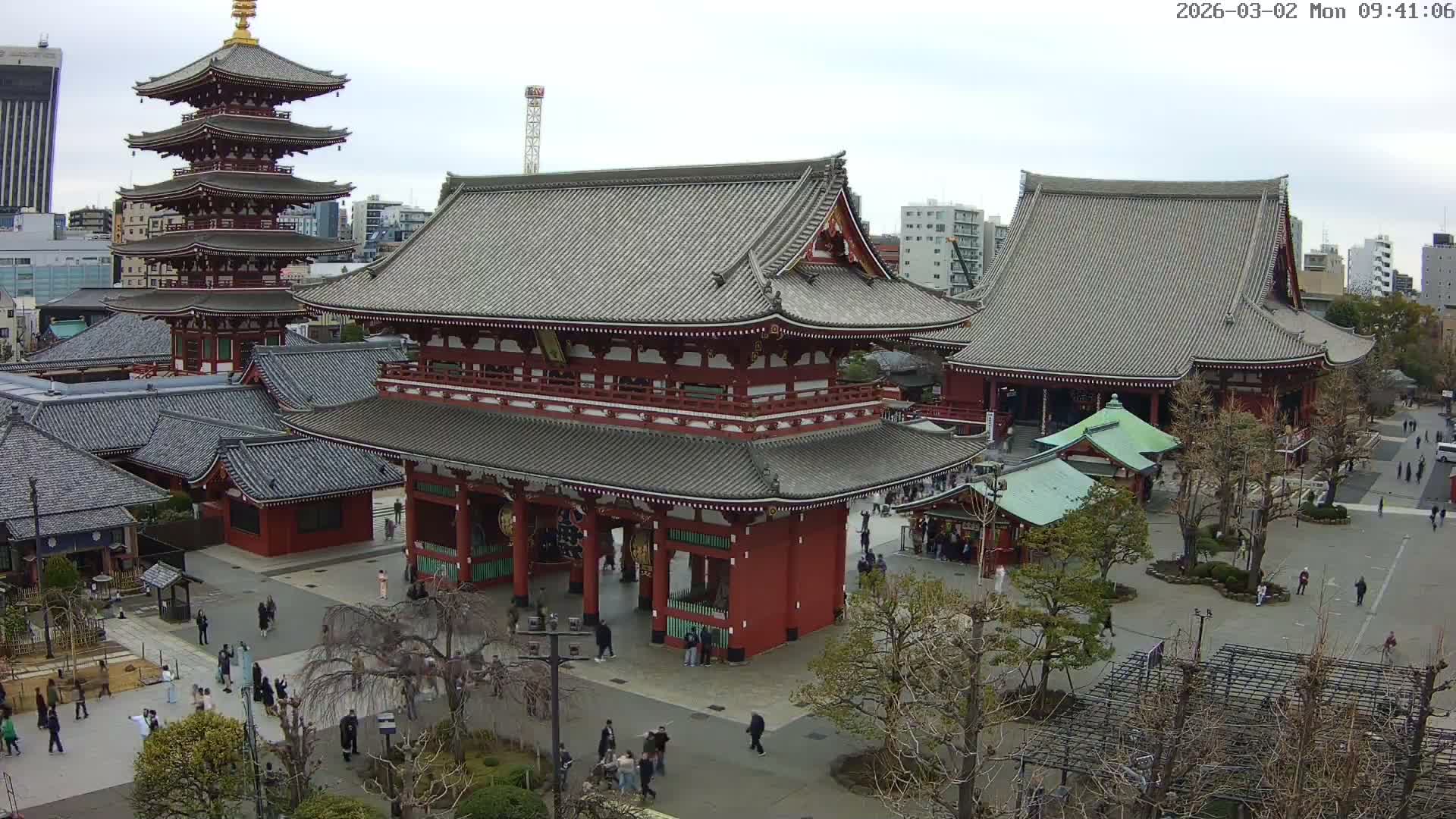 Tokyo, Sensoji Temple from Hozomon Gate Live Cam - 2 Chome, Asakusa, Taito-ku, Tokyo, Kantō, Honshu, Japan