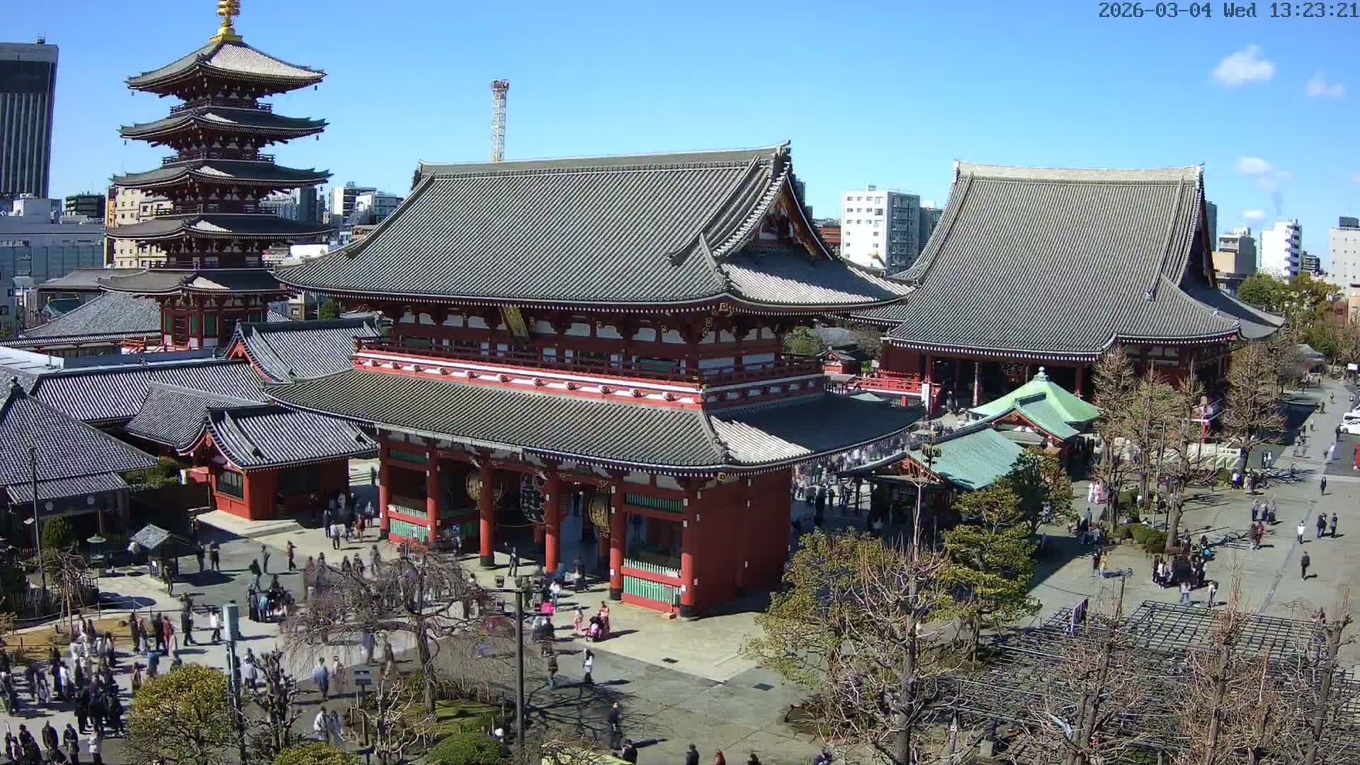 Tokyo, Sensoji Temple from Hozomon Gate Live Cam - 2 Chome, Asakusa, Taito-ku, Tokyo, Kantō, Honshu, Japan