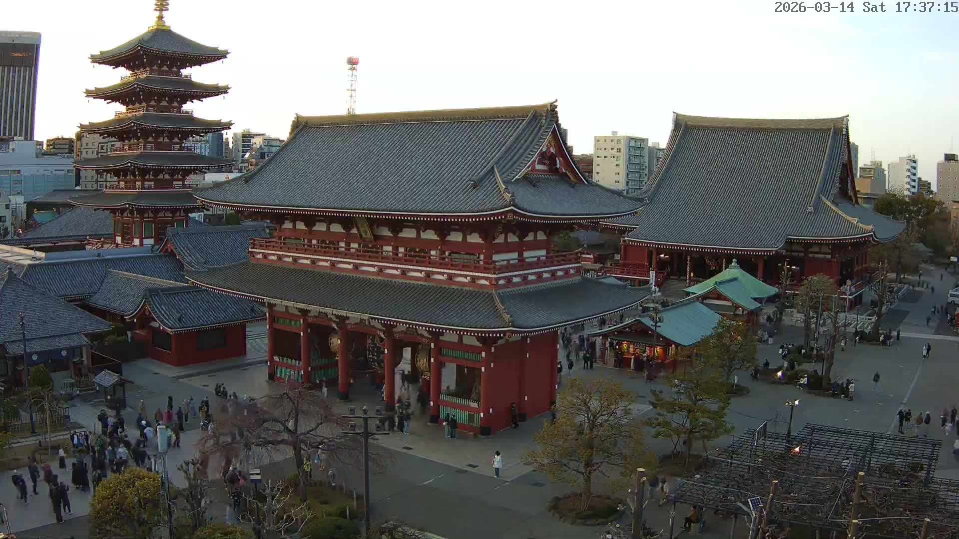 Tokyo, Sensoji Temple from Hozomon Gate Live Cam - 2 Chome, Asakusa, Taito-ku, Tokyo, Kantō, Honshu, Japan
