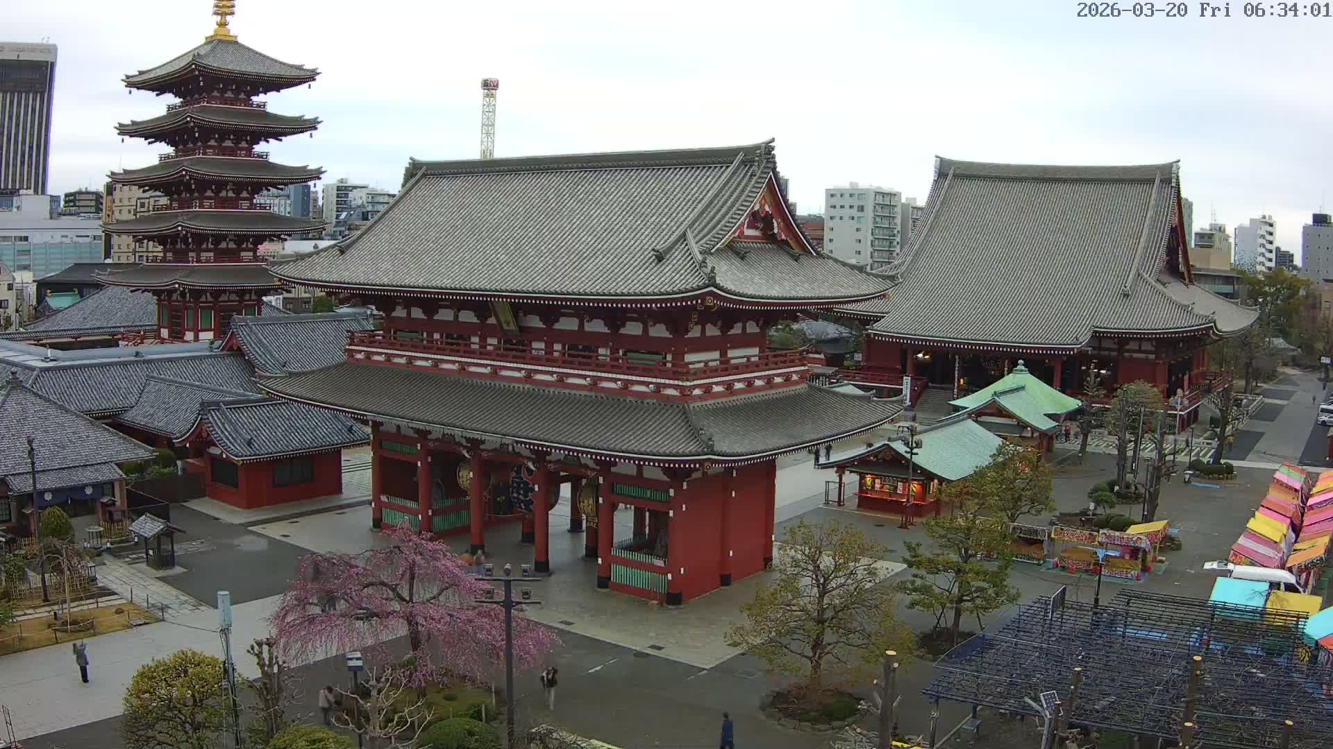 Tokyo, Sensoji Temple from Hozomon Gate Live Cam - 2 Chome, Asakusa, Taito-ku, Tokyo, Kantō, Honshu, Japan
