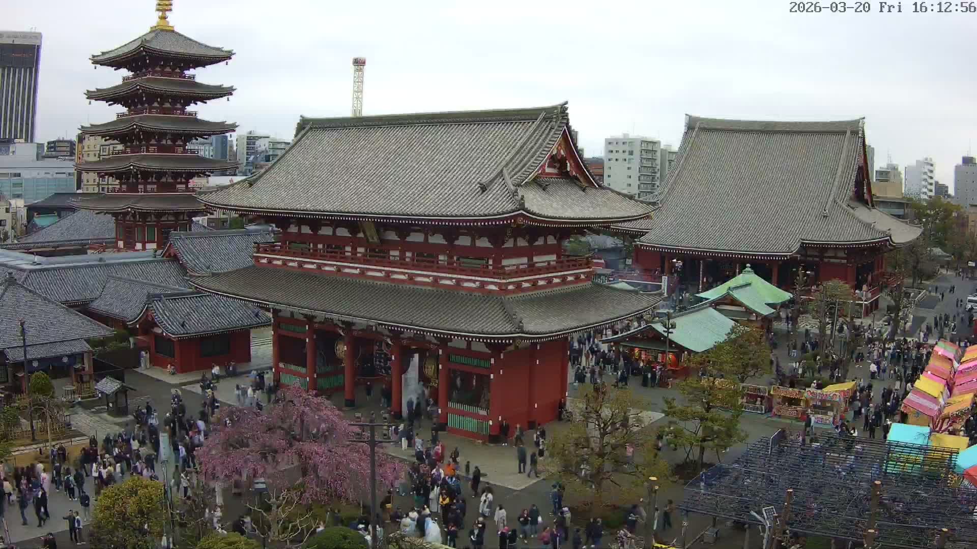 Tokyo, Sensoji Temple from Hozomon Gate Live Cam - 2 Chome, Asakusa, Taito-ku, Tokyo, Kantō, Honshu, Japan