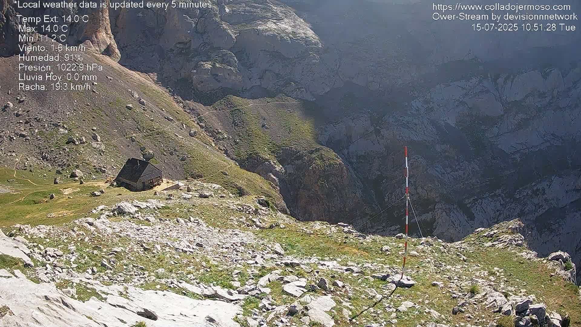 Picos de Europa Mountain Range Collado Jermoso Refuge Live Cam - León, Castila&Leon, Spain
