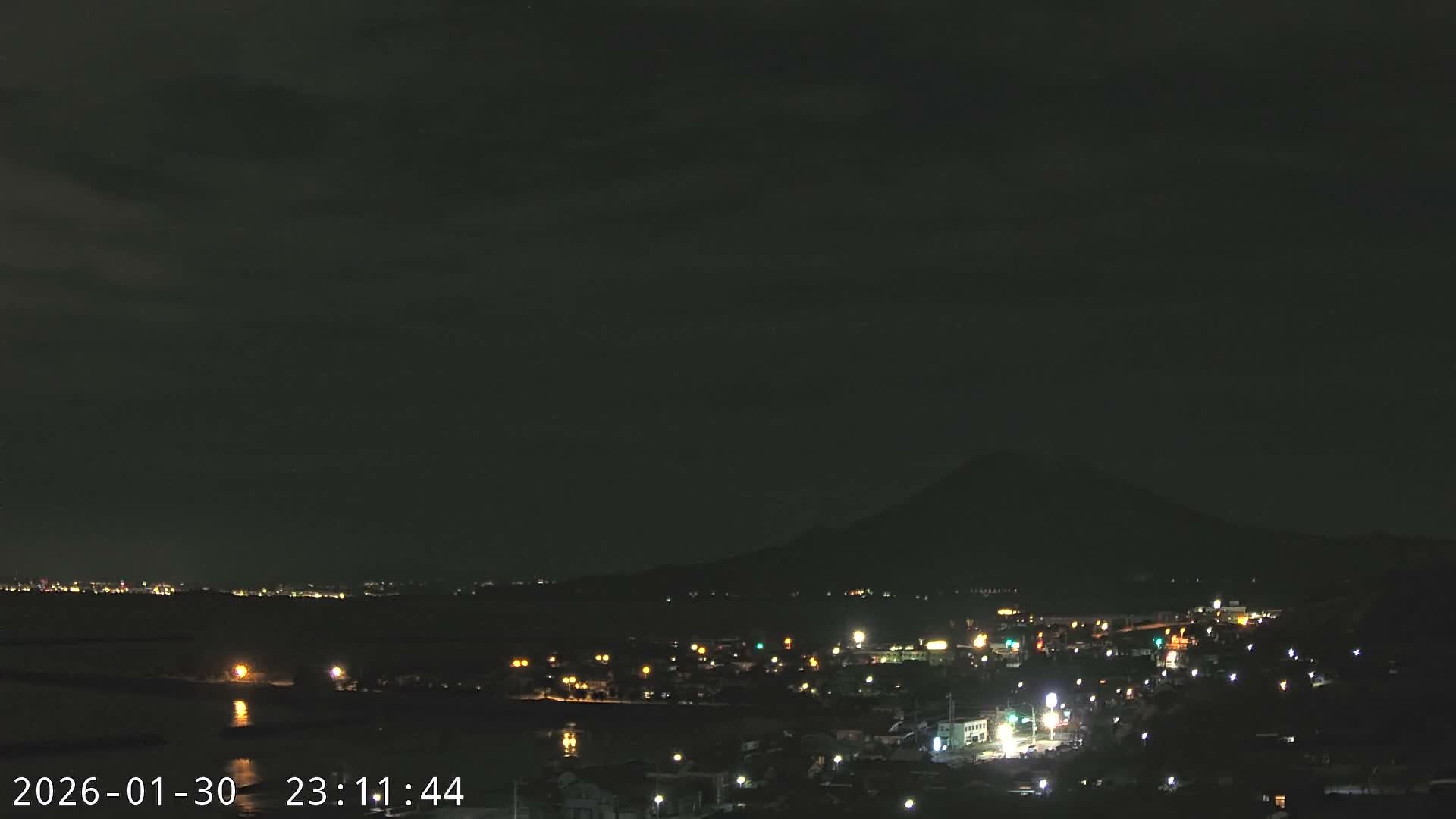 Tarumizu City Skyline & Sakurajima Living Volcano View ( 垂水市のスカイラインと桜島の活火山ビュー ) Live Cam - Hamabira, Tarumizu, Kagoshima Prefecture, Kyushu, Japan