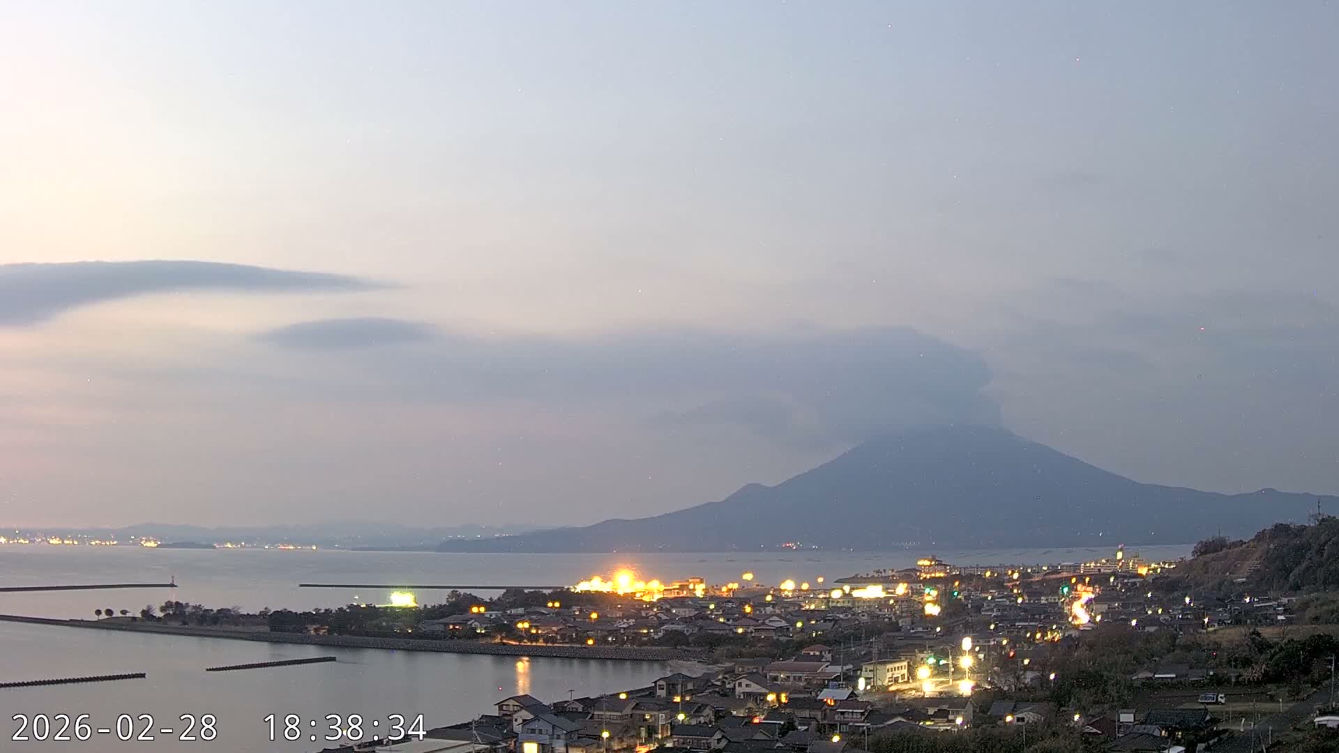 Tarumizu City Skyline & Sakurajima Living Volcano View ( 垂水市のスカイラインと桜島の活火山ビュー ) Live Cam - Hamabira, Tarumizu, Kagoshima Prefecture, Kyushu, Japan