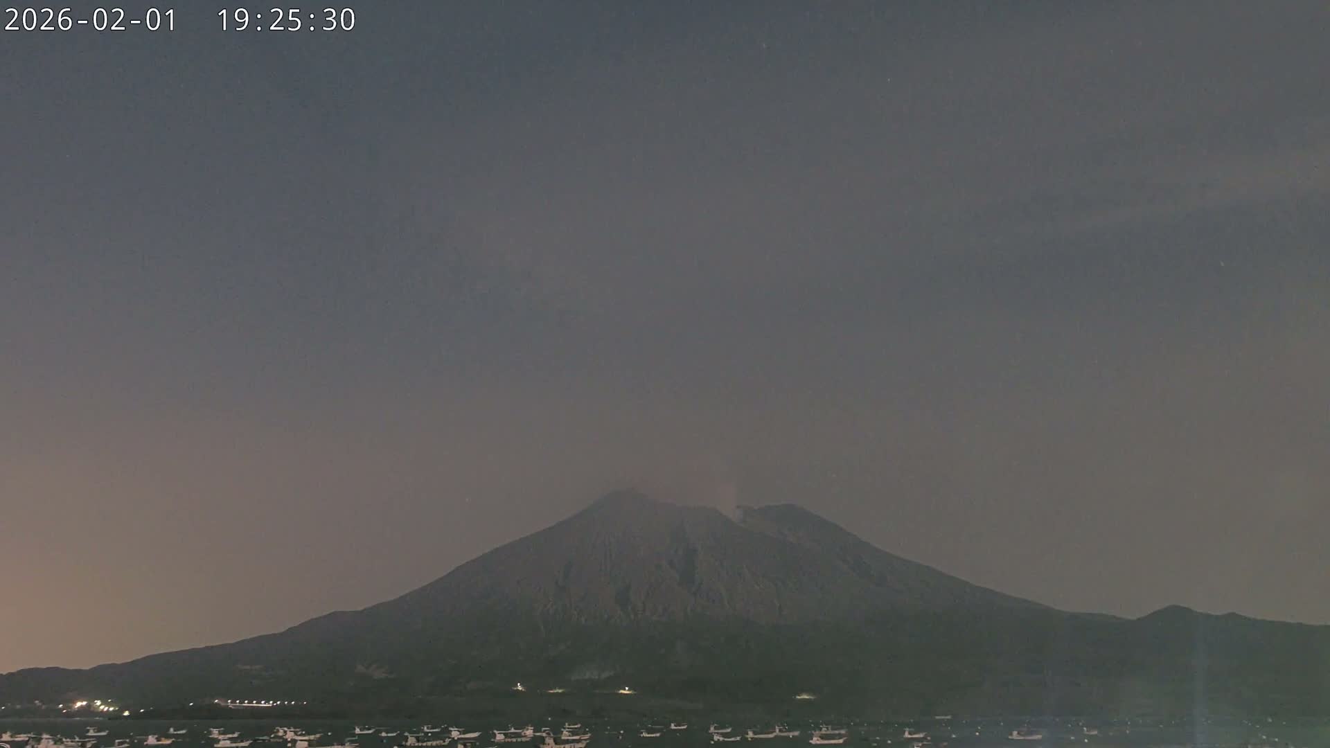 Tarumizu, Kaigata Fishing Port & Sakurajima Living Volcano View ( 垂水・貝潟漁港＆桜島リビングボルケーノビュー )  Live Cam - Kaigata, Tarumizu, Kagoshima Prefecture, Kyushu, Japan