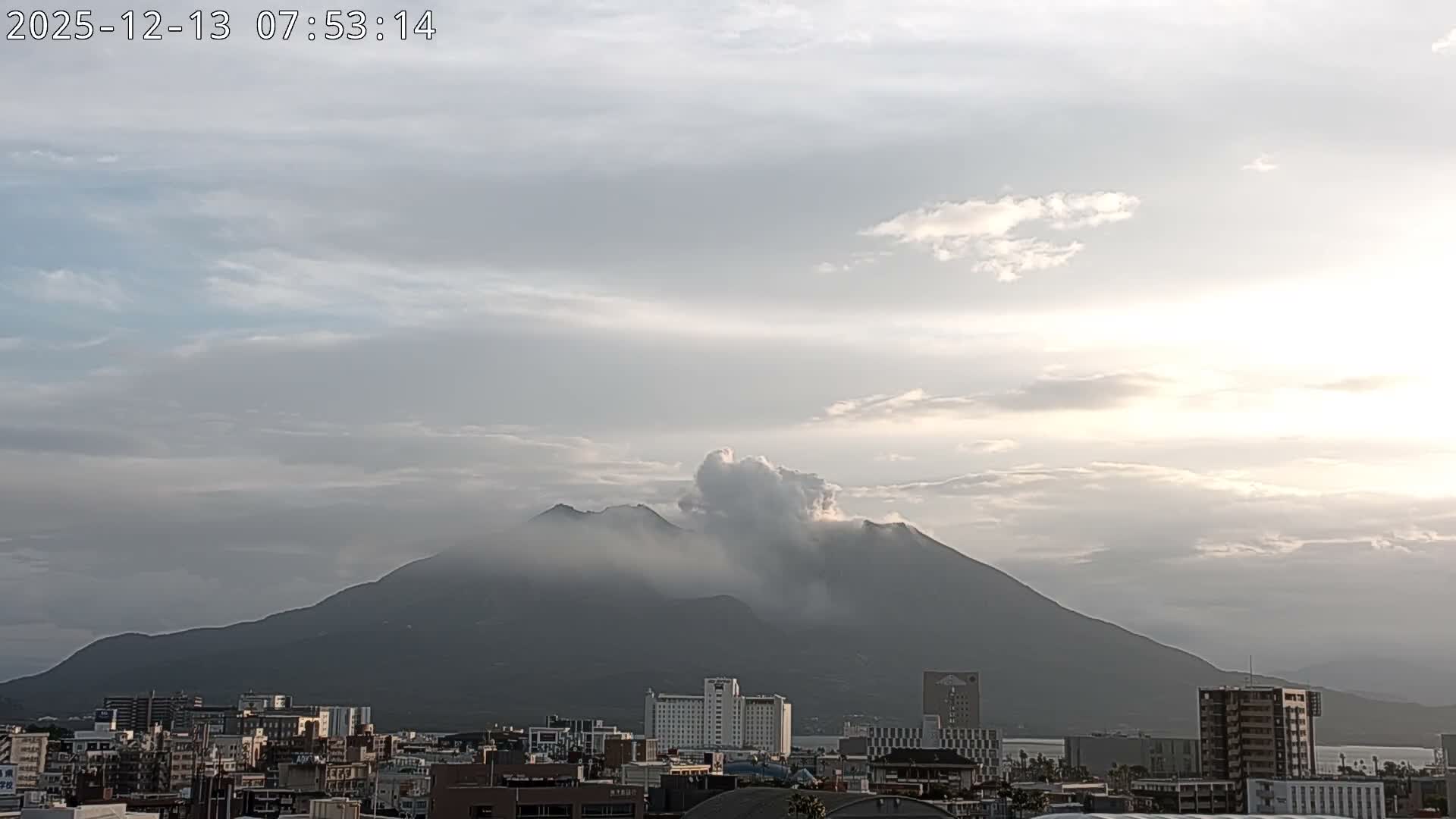 Kagoshima City Skyline & Sakurajima Living Volcano View ( 鹿児島市街のスカイラインと桜島の活火山 ) Live Cam - Kamoikeshinmachi, Kagoshima, Kagoshima Prefecture, Kyushu, Japan