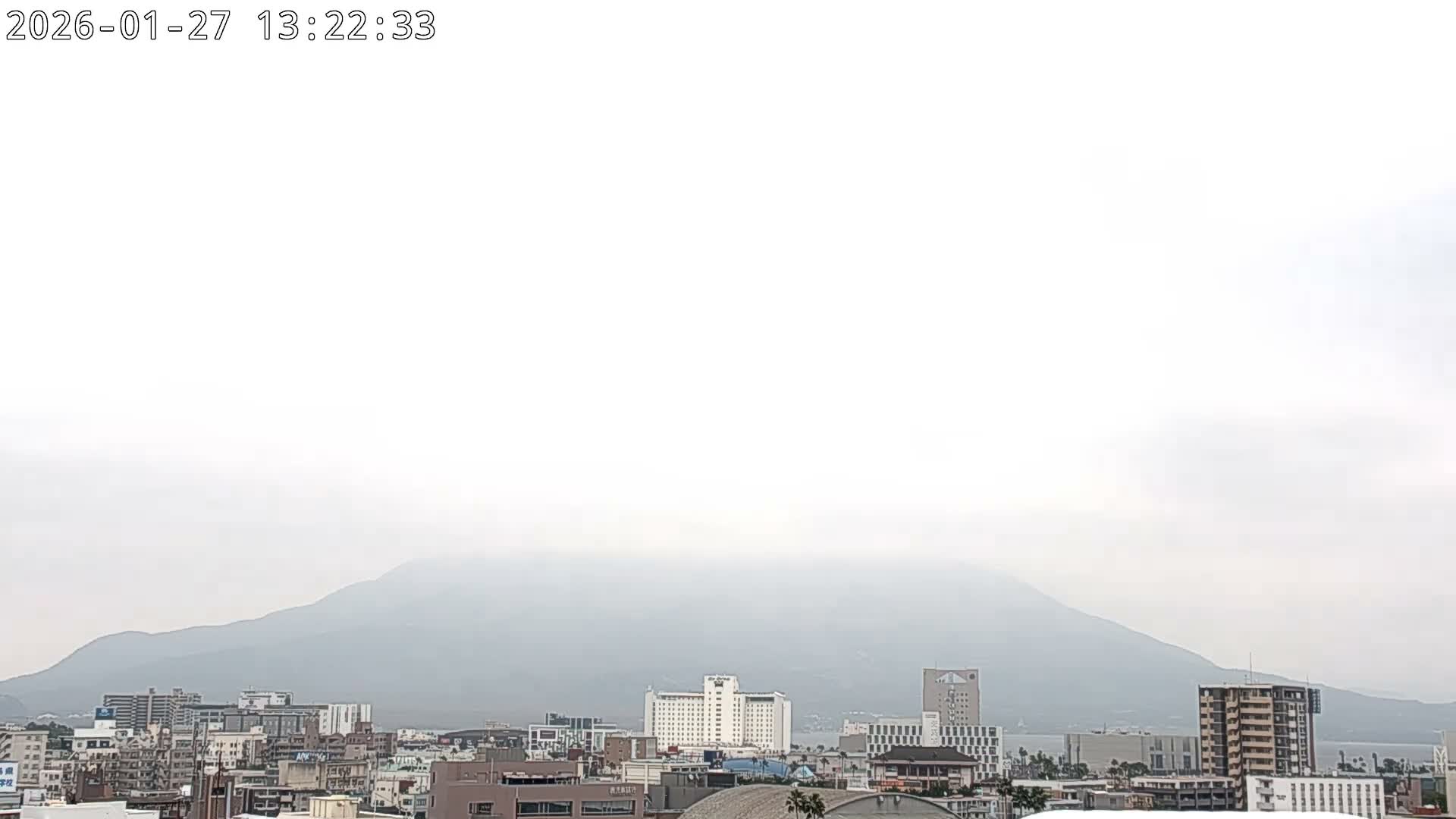 Kagoshima City Skyline & Sakurajima Living Volcano View ( 鹿児島市街のスカイラインと桜島の活火山 ) Live Cam - Kamoikeshinmachi, Kagoshima, Kagoshima Prefecture, Kyushu, Japan