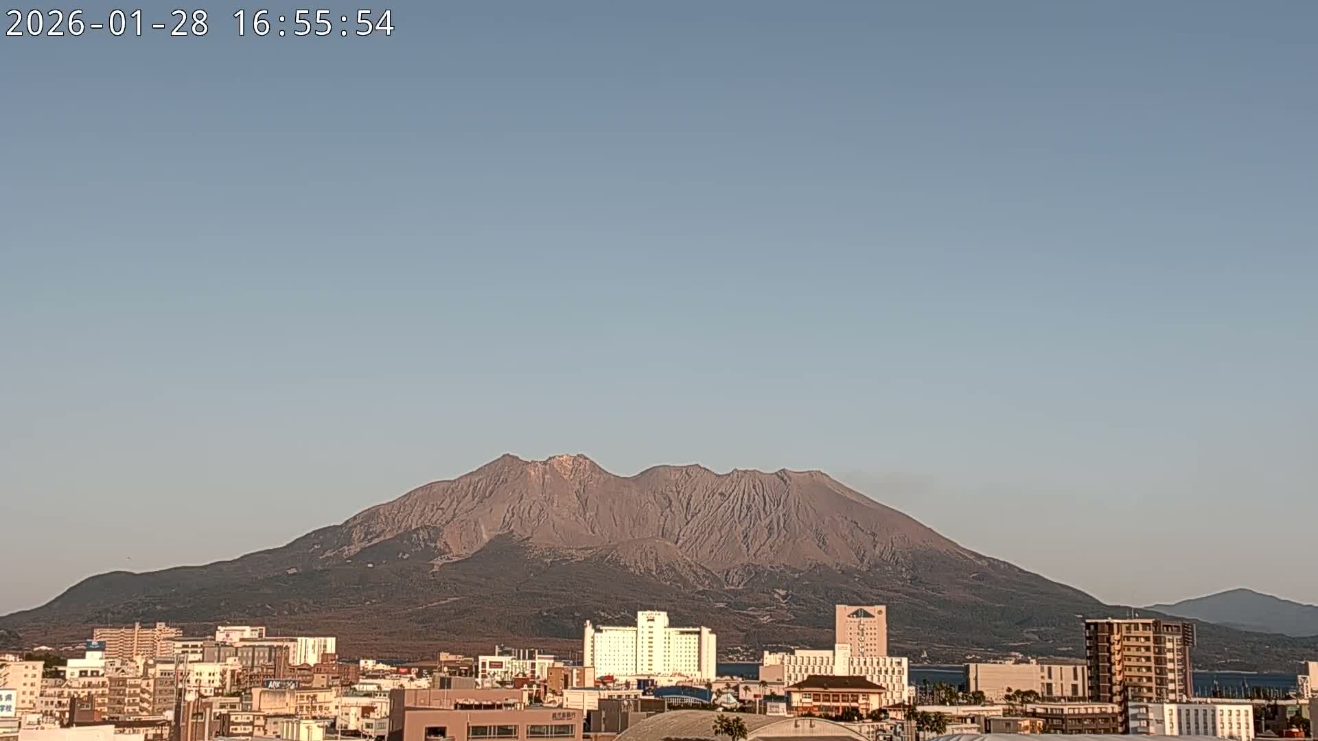 Kagoshima City Skyline & Sakurajima Living Volcano View ( 鹿児島市街のスカイラインと桜島の活火山 ) Live Cam - Kamoikeshinmachi, Kagoshima, Kagoshima Prefecture, Kyushu, Japan