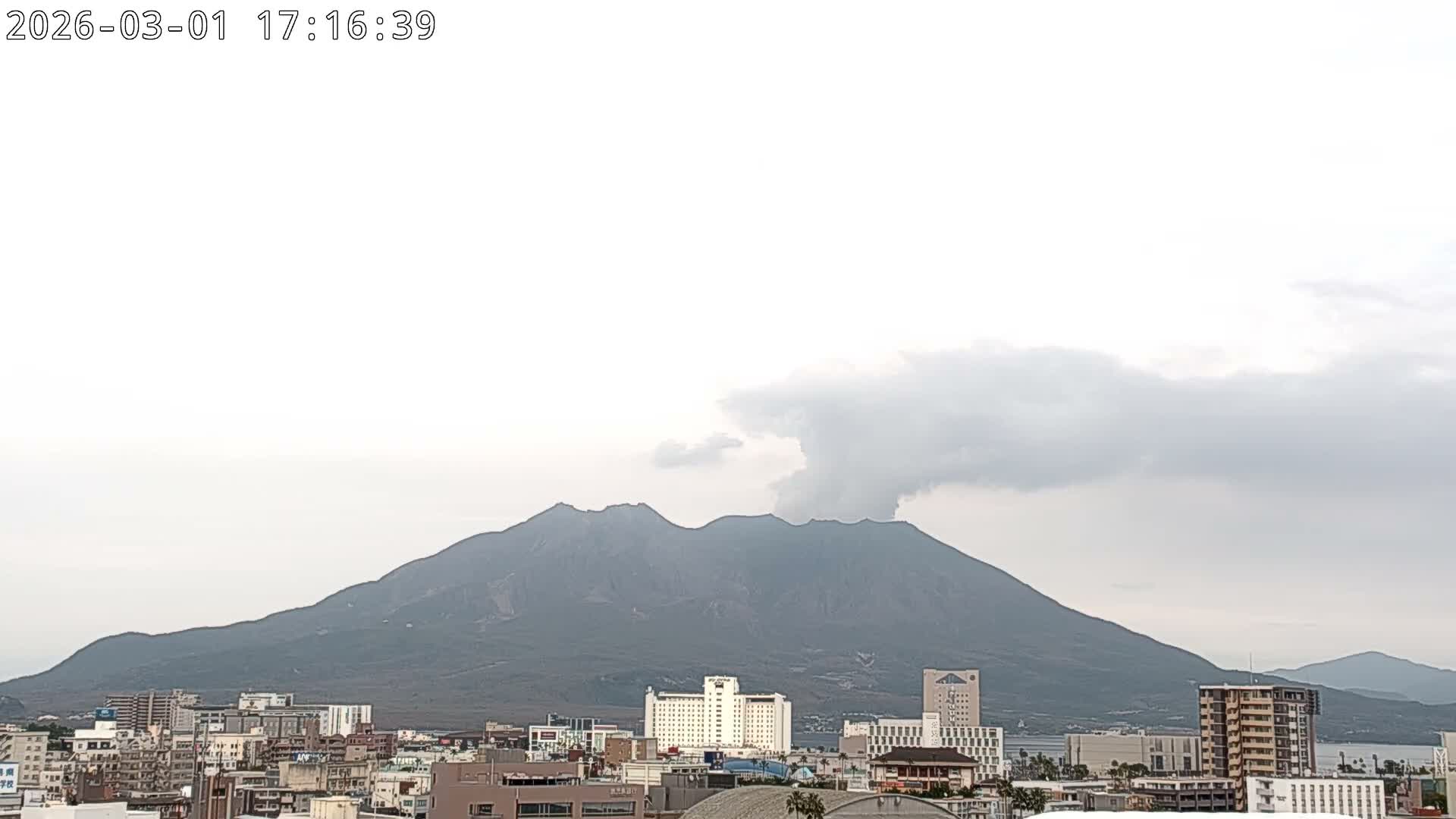 Kagoshima City Skyline & Sakurajima Living Volcano View ( 鹿児島市街のスカイラインと桜島の活火山 ) Live Cam - Kamoikeshinmachi, Kagoshima, Kagoshima Prefecture, Kyushu, Japan