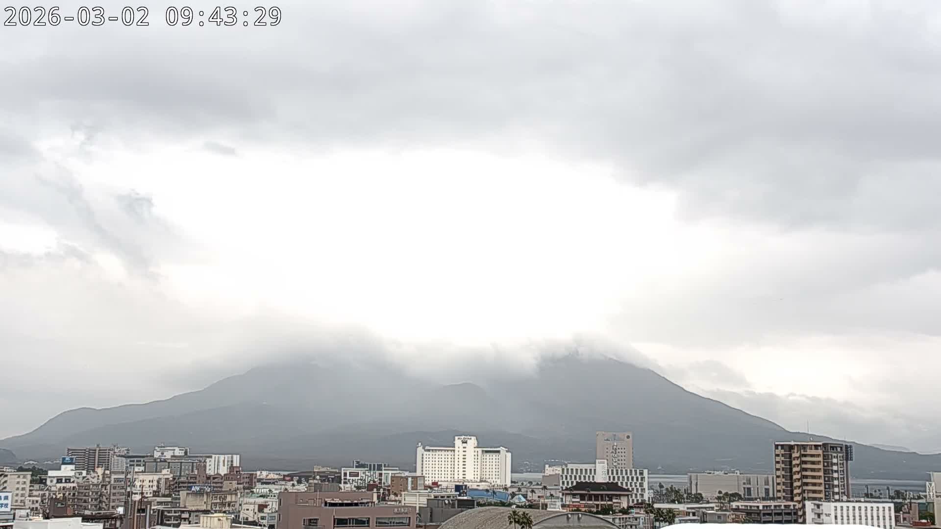 Kagoshima City Skyline & Sakurajima Living Volcano View ( 鹿児島市街のスカイラインと桜島の活火山 ) Live Cam - Kamoikeshinmachi, Kagoshima, Kagoshima Prefecture, Kyushu, Japan